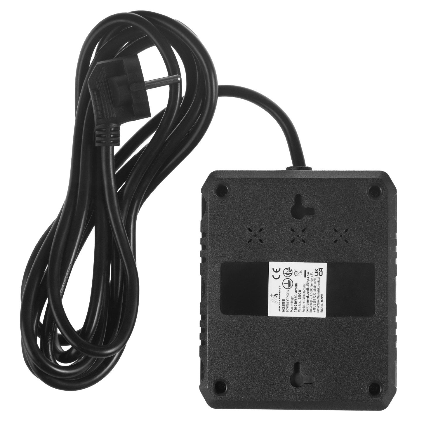 Maclean 2 Steckdosen 2500W 3xUSB Mehrfachsteckdose 2-fach (Kabellänge 3 m), 110-240V AC 50/60Hz, 2,1A max 2500W – Bild 3 von 5