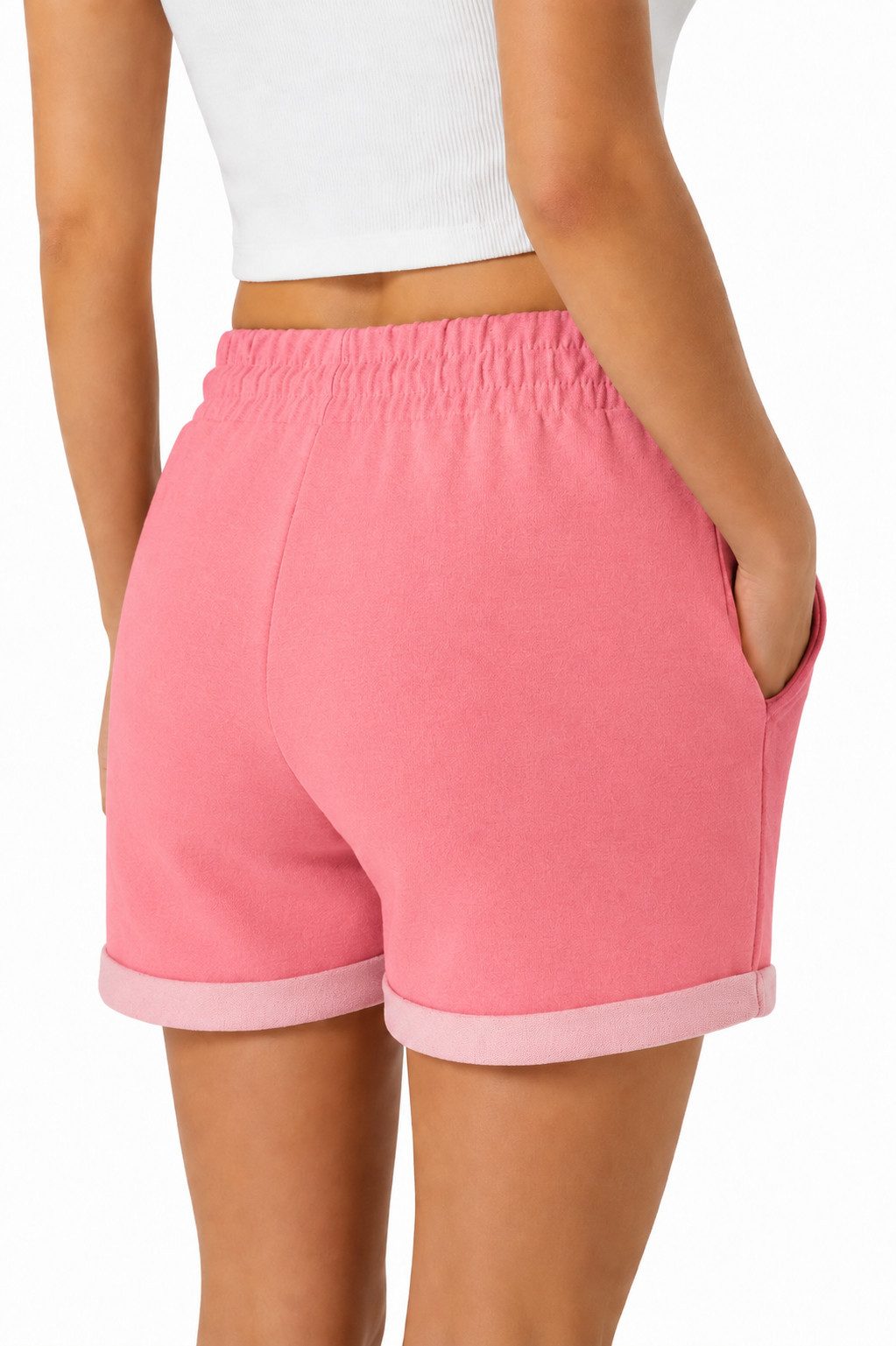 Smith & Solo Sweatshorts Kurze Hose Damen Shorts (1-tlg) Basic, Lycra, umschlagene Beinsaum – Bild 4 von 5