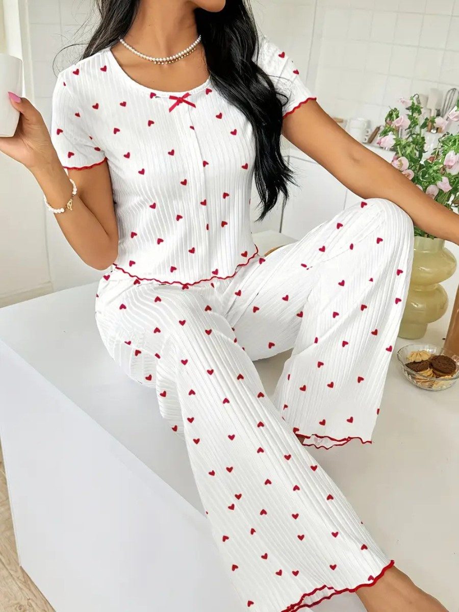 Elegant Love Pyjama Gemütlicher Damen-Schlafanzug mit Blumenmuster – Lounge günstig online kaufen