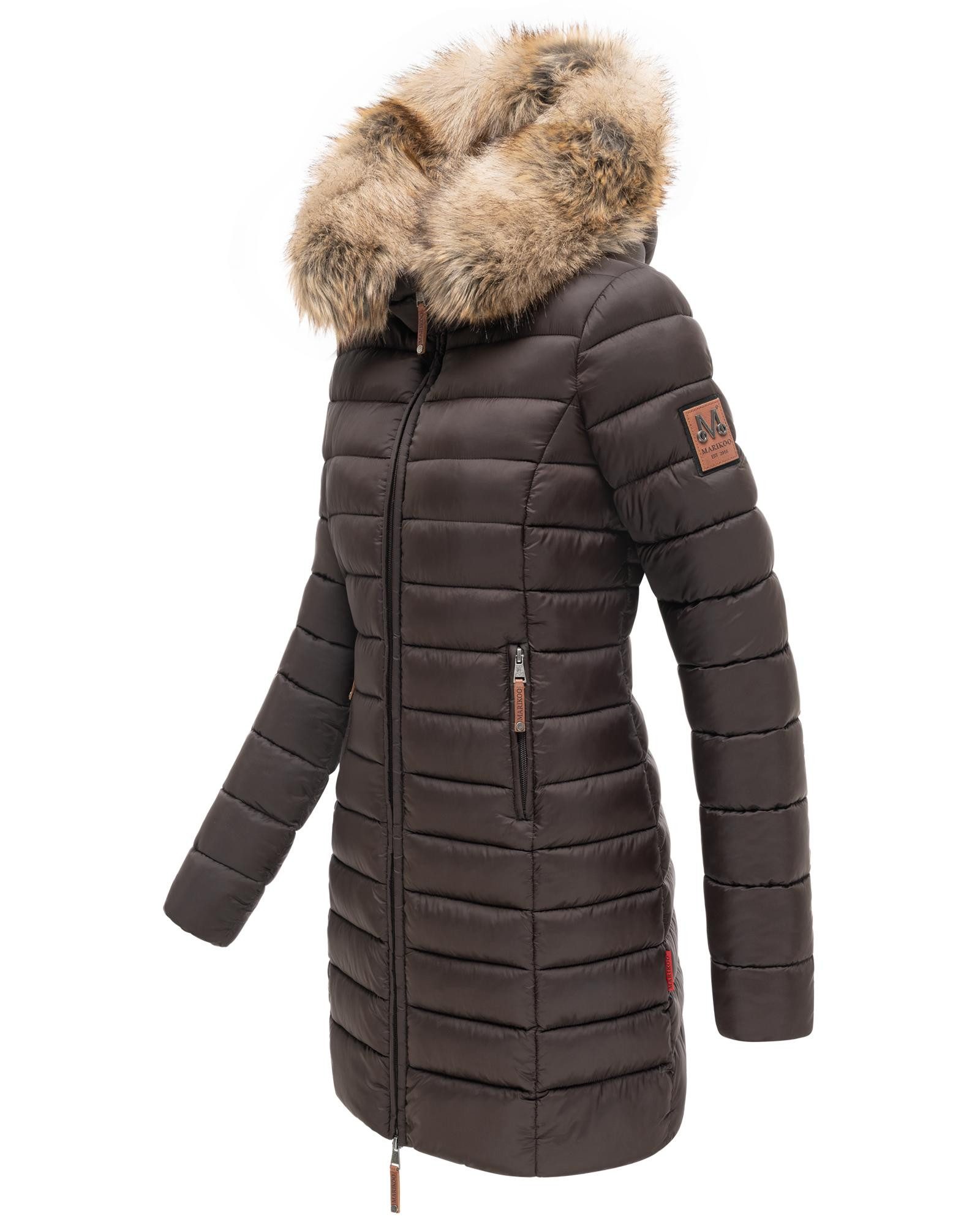 Marikoo Steppmantel Rose-Stepp zeitloser Winterparka mit großer Kunstfellkapuze