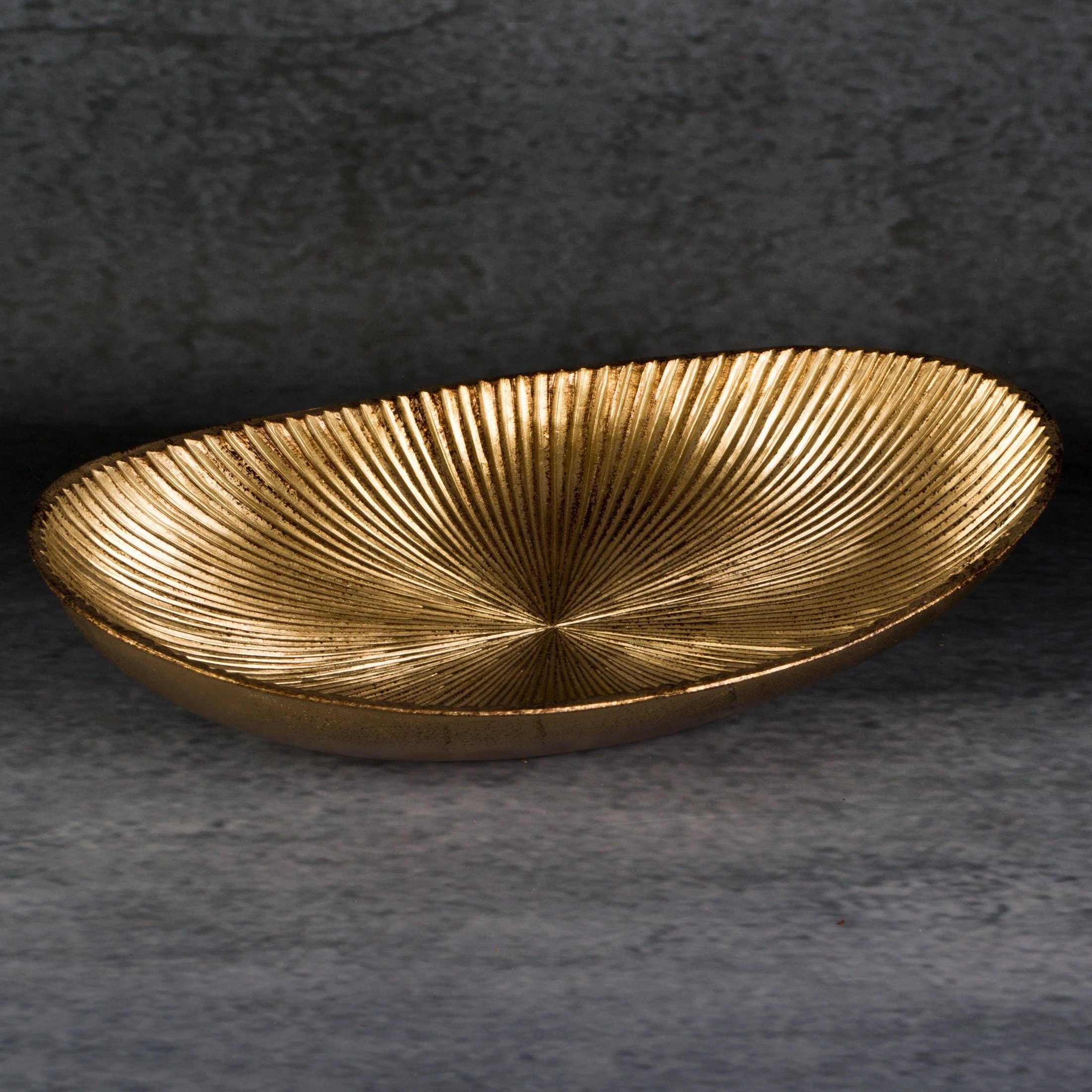 Eurofirany Form, Dekoplatte Farbe 31x19x6 cm Dekoteller in Gold, AMARI Größe ovaler Teller,