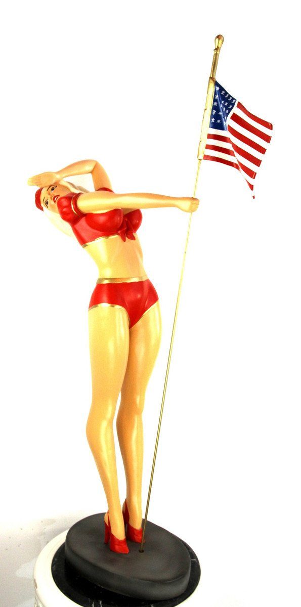 Skulptur Dekofigur Lady USA H. 110 cm - Wetterbeständige Deko Skulptur - Wohnzimmer Deko - Garten Deko - Terrassen Deko