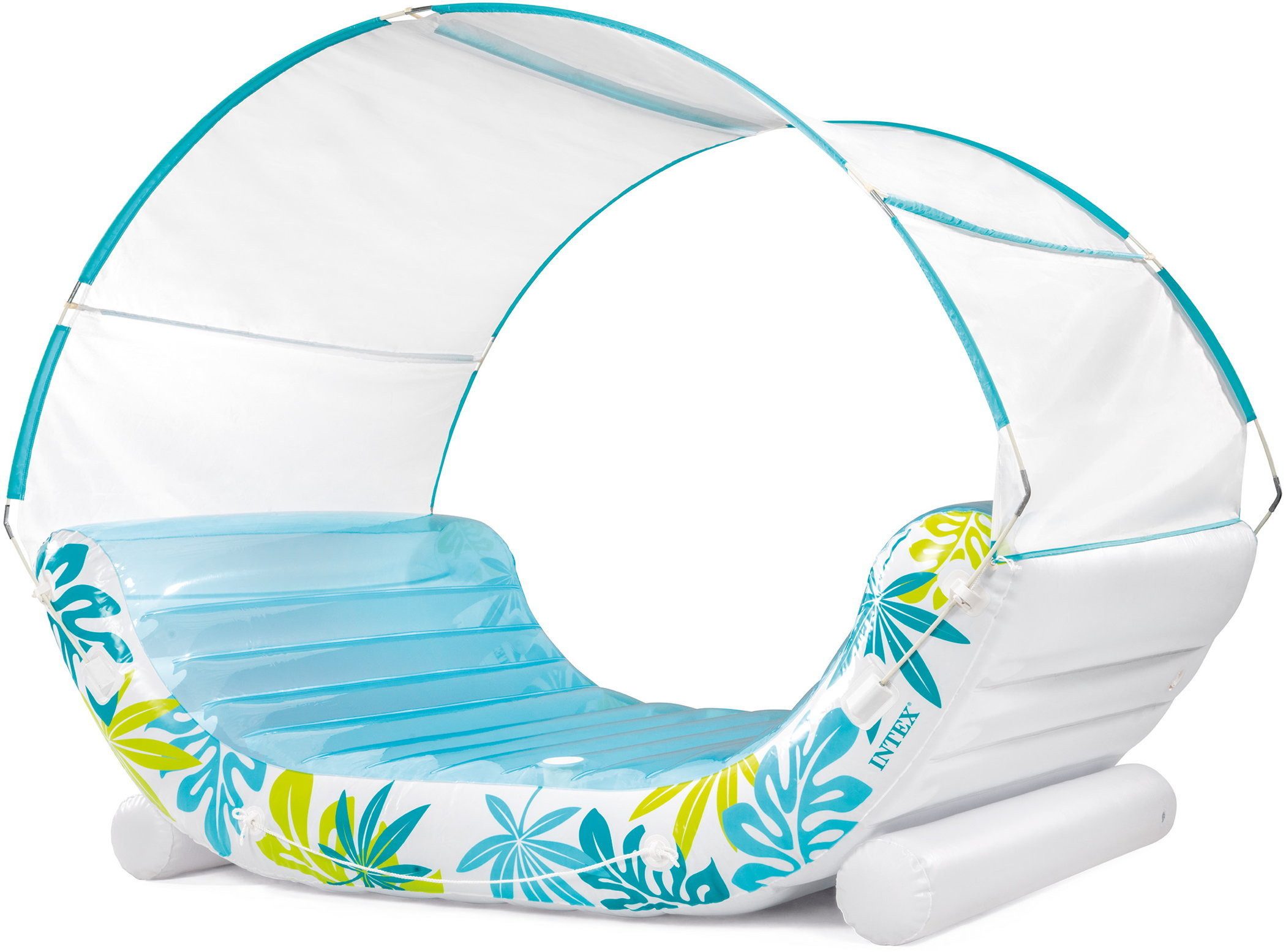 Intex Schwimmsessel Schwimmliege Tropical Canopy Lounge mit Dach 224 x 150 x 165cm 56294EU