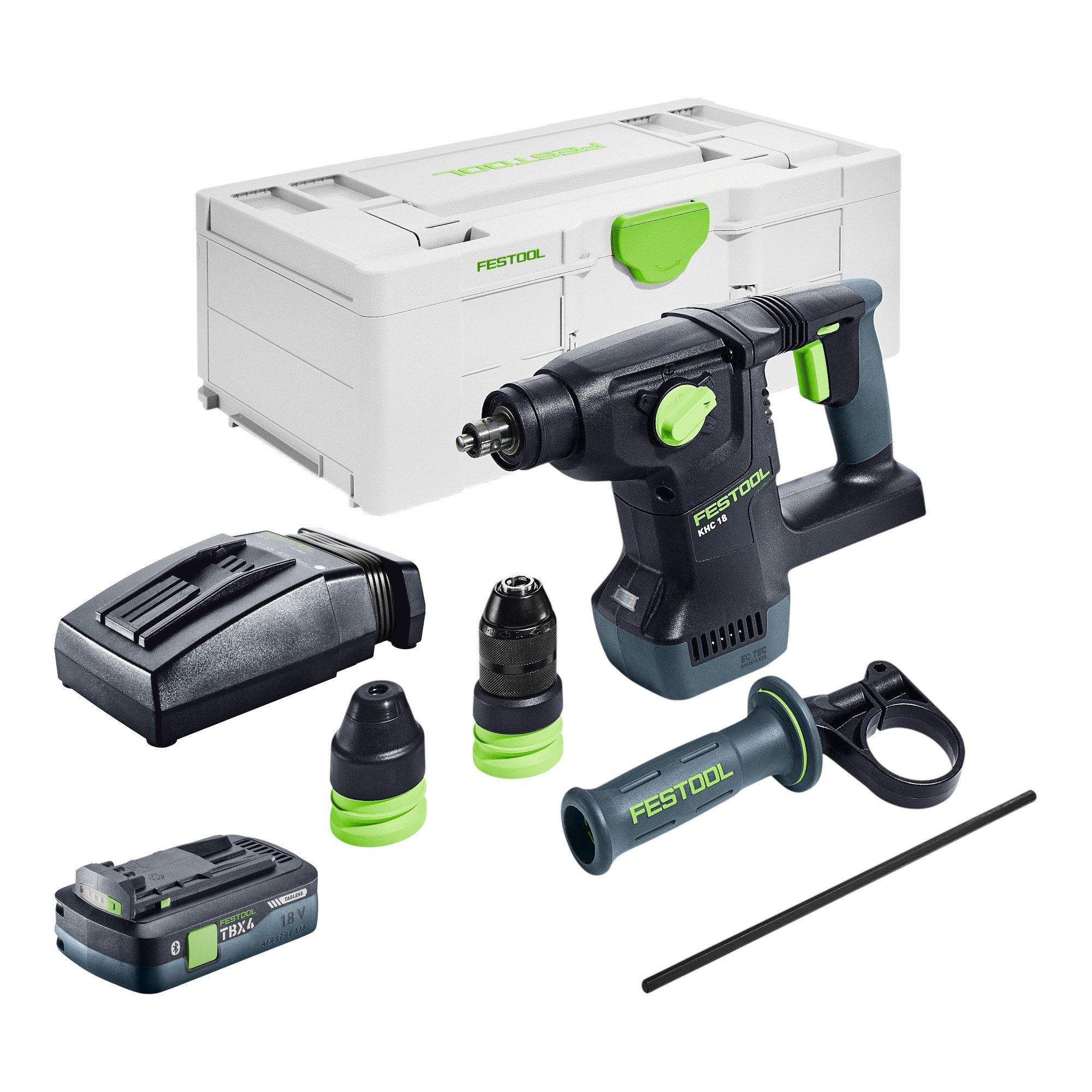 FESTOOL Akku-Kombibohrhammer KHC 18 EB-Basic 18 V 2,6 J SDS-Plus + 1x Akku 4,0 Ah + Lader