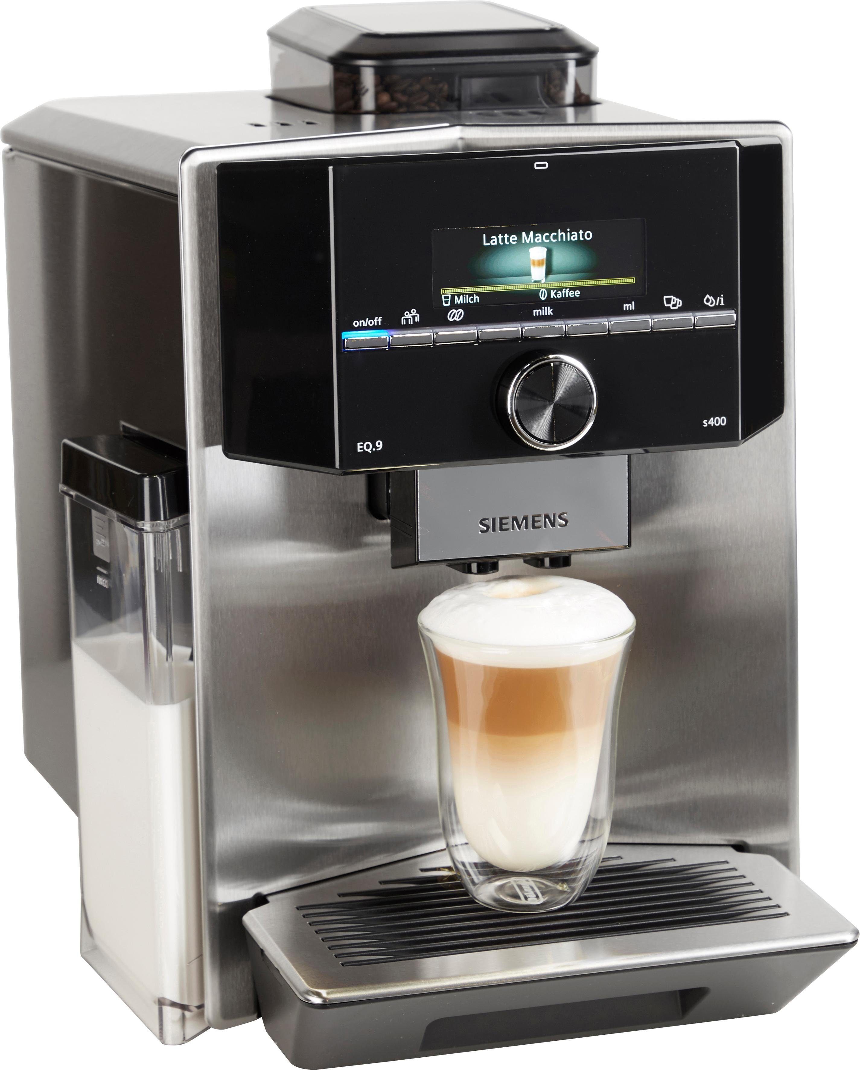 SIEMENS Kaffeevollautomat EQ.9 s400 TI924501DE, extra leise, automatische  Milchsystem-Reinigung, bis zu 6 Profile