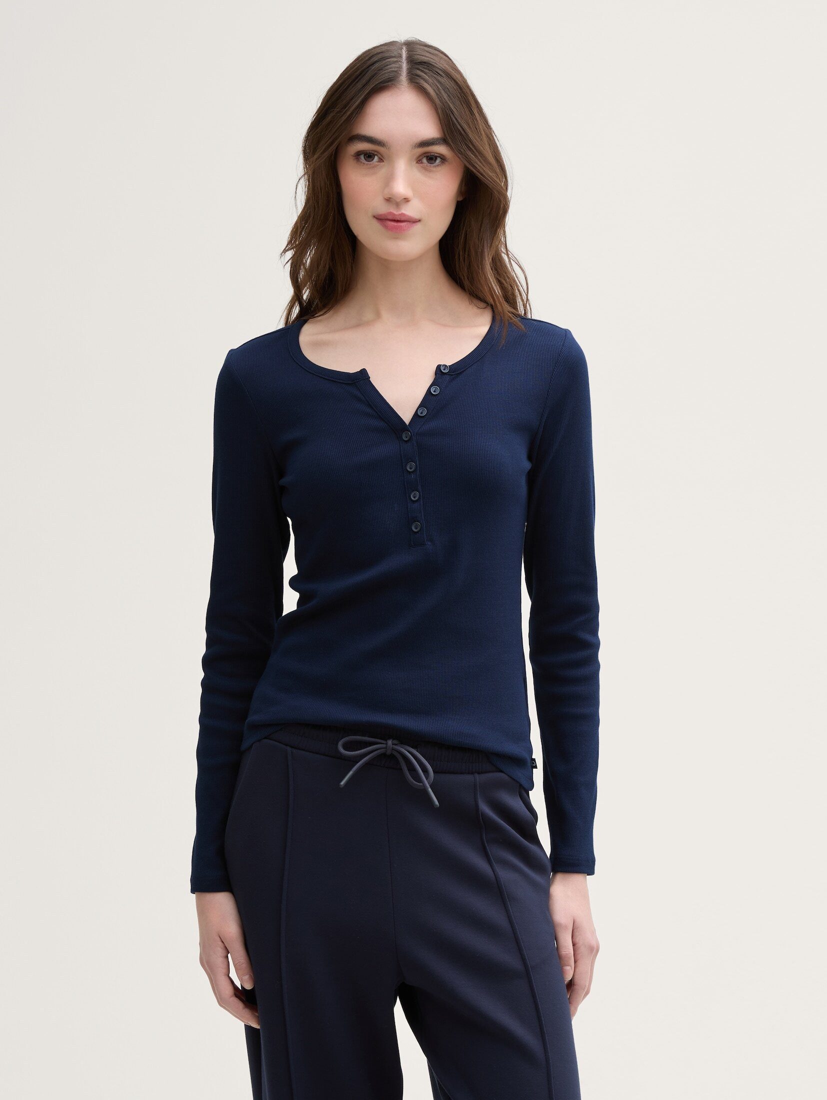 Langarmshirt Ripp Henley Langarmshirt