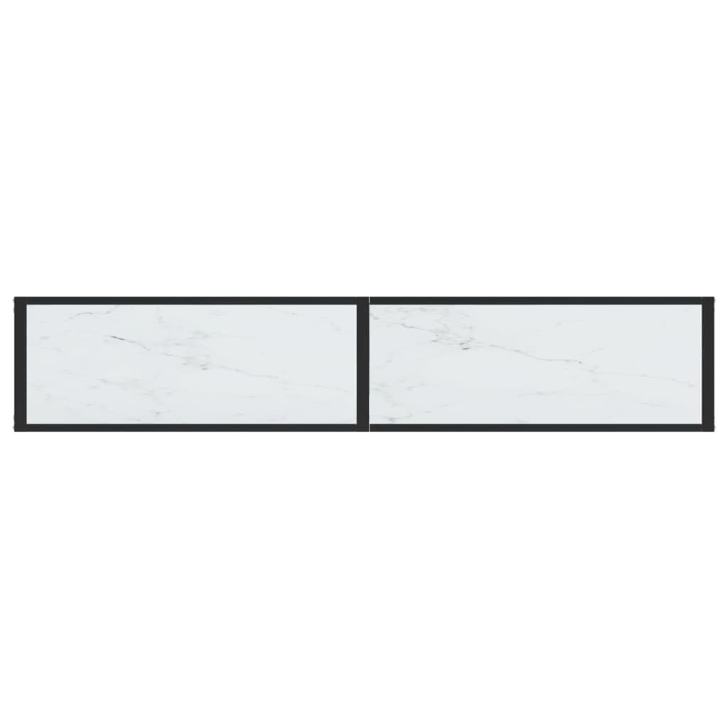 Hartglas Weiß cm 180x35x75,5 (1-St) Konsolentisch Marmor-Optik Beistelltisch furnicato