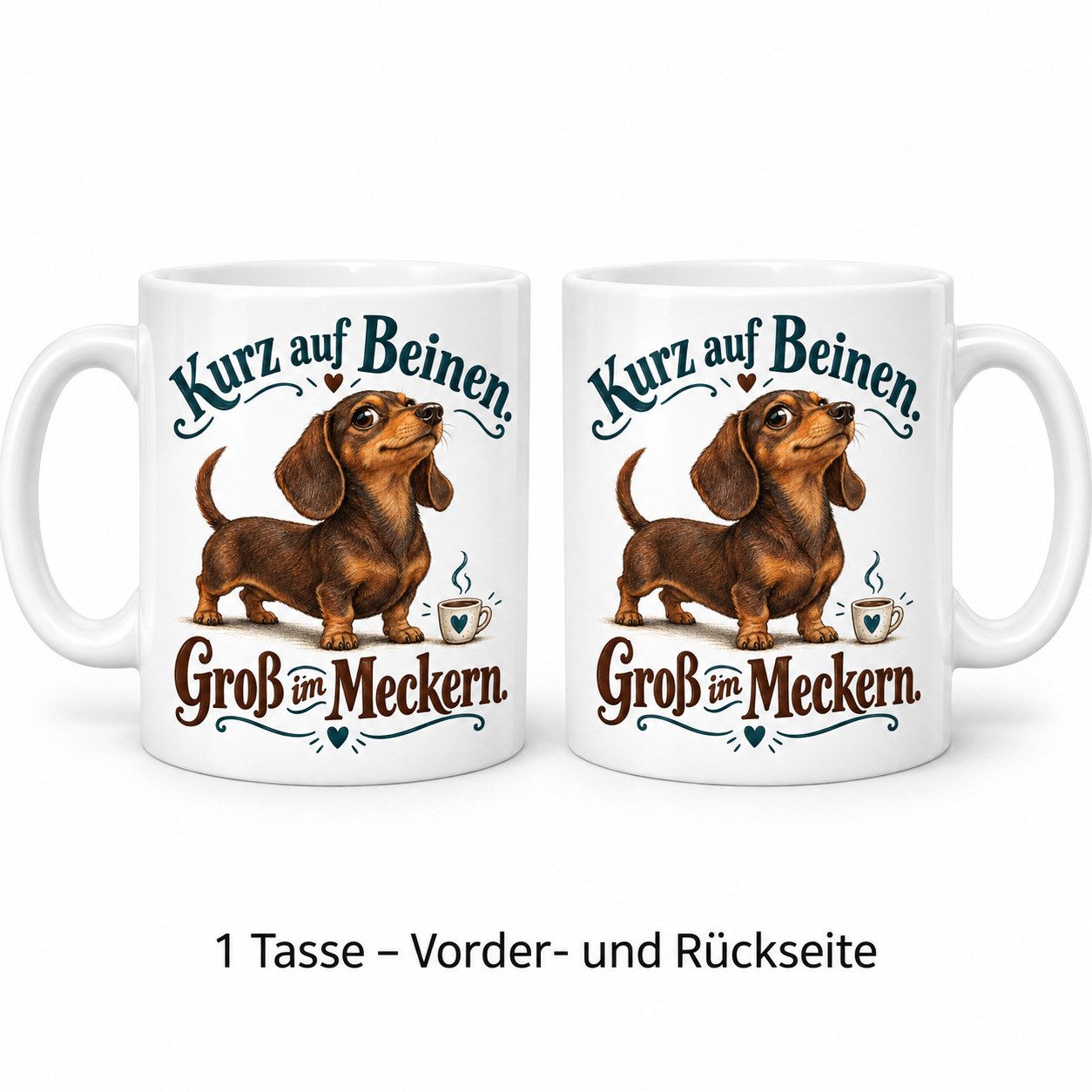 WS-Trend Tasse Dackel Kaffeetasse mit Spruch Keramik 330 ml Geschenkidee fuer Freunde, Keramik – Bild 4 von 4