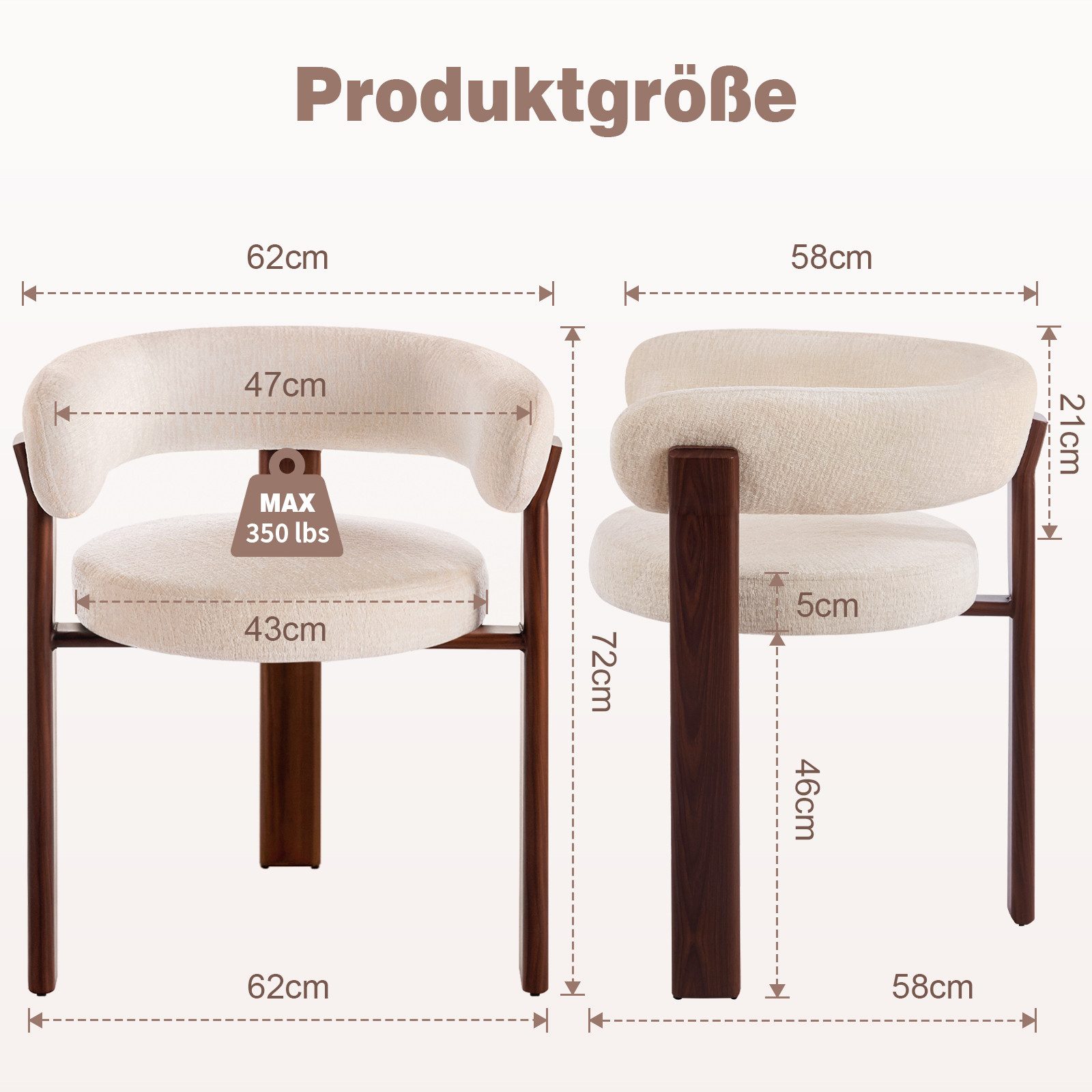 DITAIX Polsterstuhl 2er Set Esszimmerstühle Mid Century (2 St), mit Gebogener Rückenlehne & Metallgestell