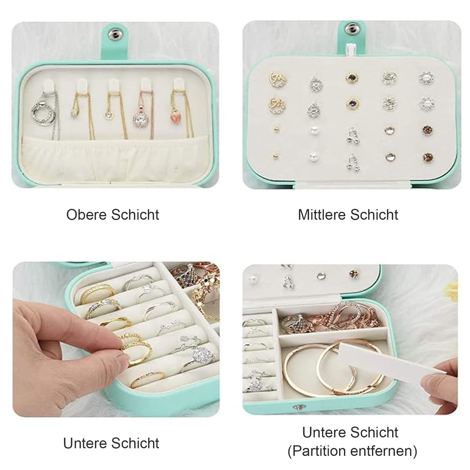 OKWISH Schmuckkasten Schmuckkästchen Schmuckaufbewahrung 2stöckige Schmuckb günstig online kaufen