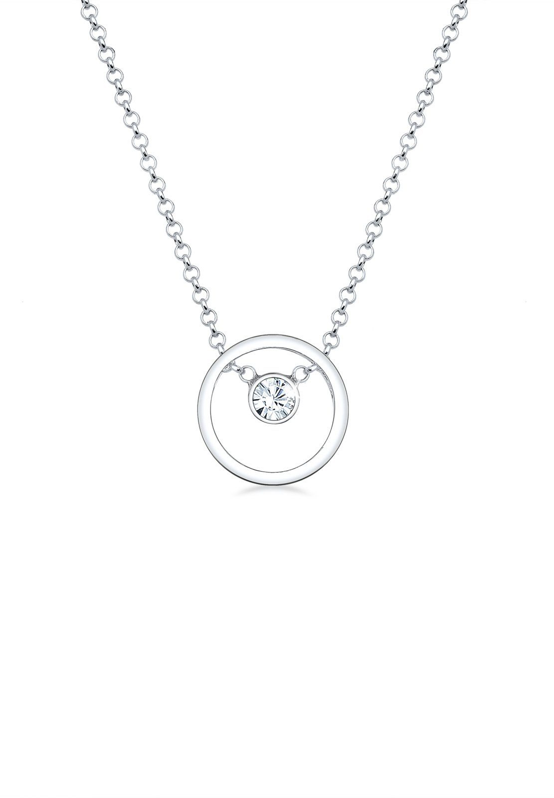 Elli Collierkettchen Femme Cercle avec Cristal en Argent Sterling 925