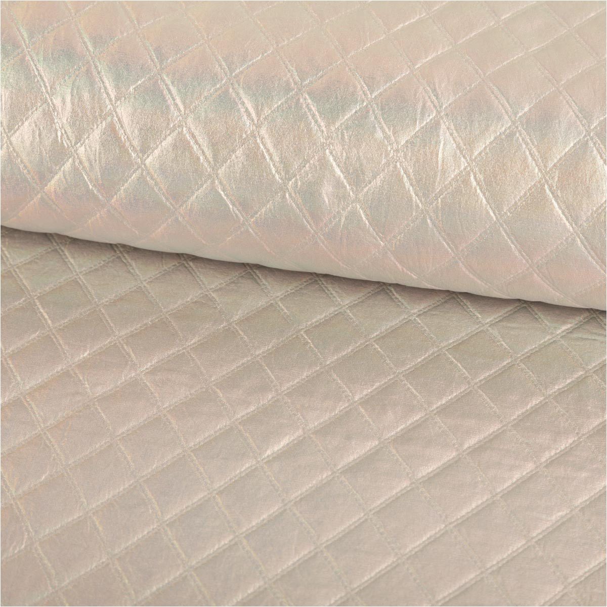 SCHÖNER LEBEN. Stoff Steppstoff Meterware Bekleidungsstoff Rautensteppung 3% silber 1,48m