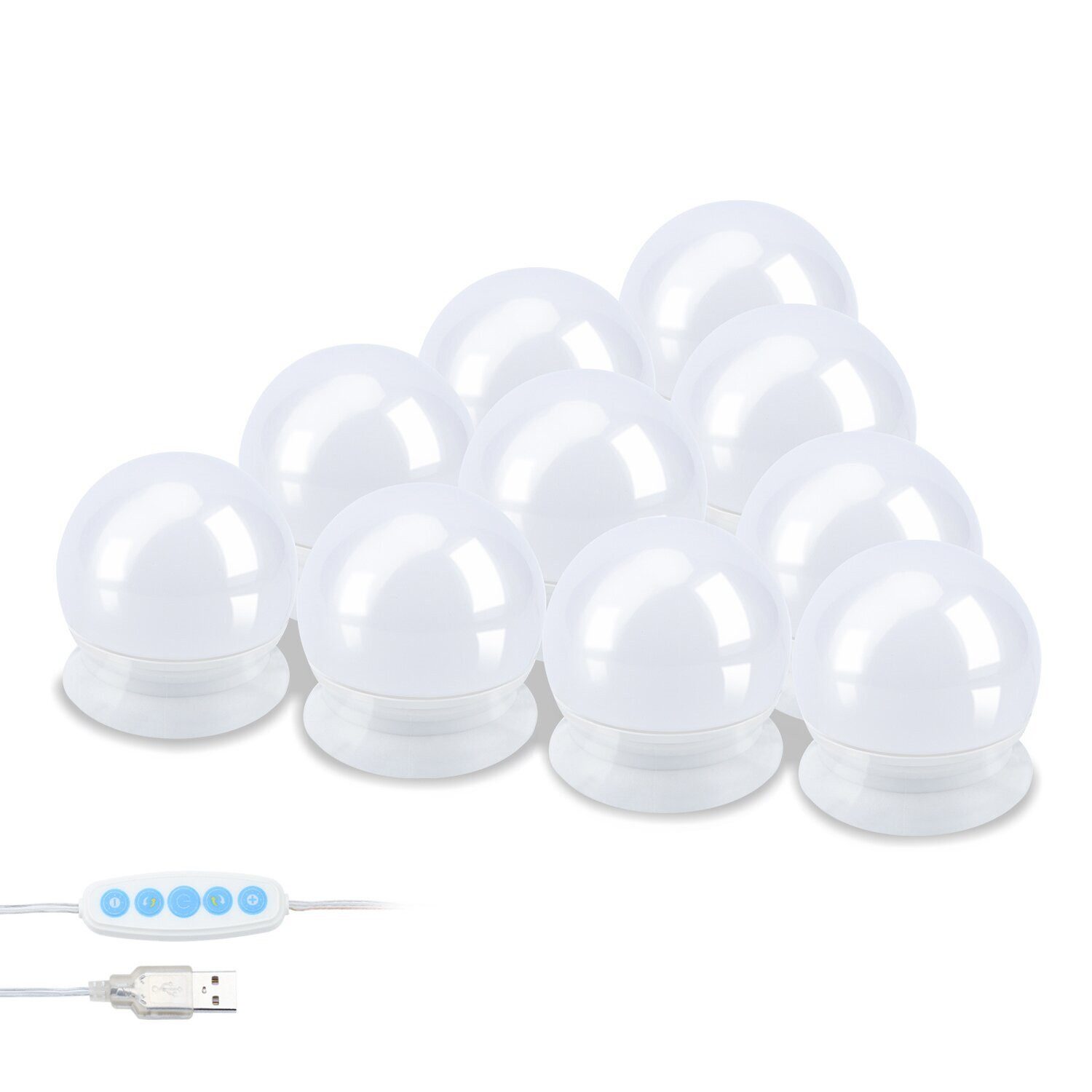 LED Spiegelleuchte LED Spiegelleuchte Dimmbar 10 LED USB für Make Up Schminktisch