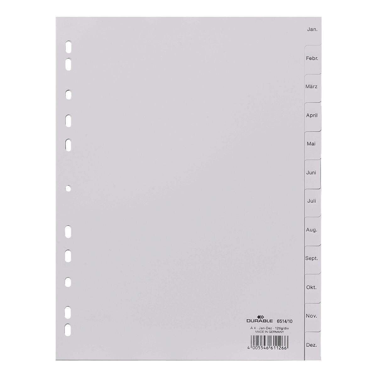 DURABLE Aktenordner, Register Jan.-Dez., DIN A4, 12-tlg., Kunststoff