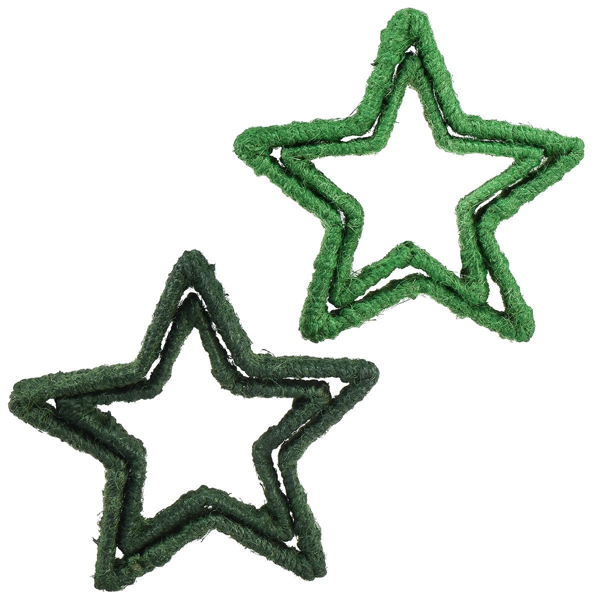 Florists Products Weihnachtsmann Stern zum Stellen Weihnachtsdeko Jute Grün 13/18cm 4 Stück Set