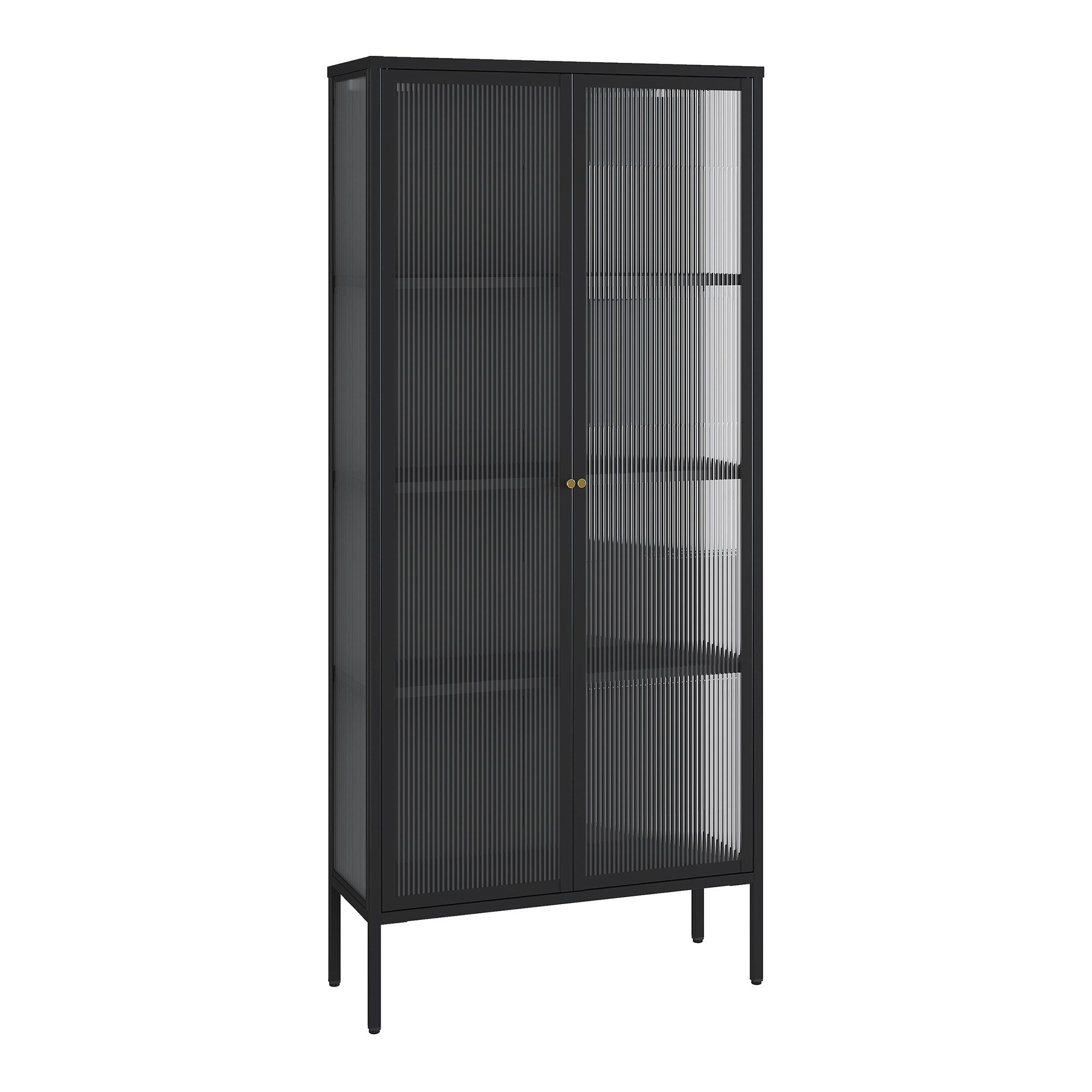 en.casa Standvitrine »Vinterhavn« mit 2 Türen 180 x 80 x 35 cm Stahl Schwarz