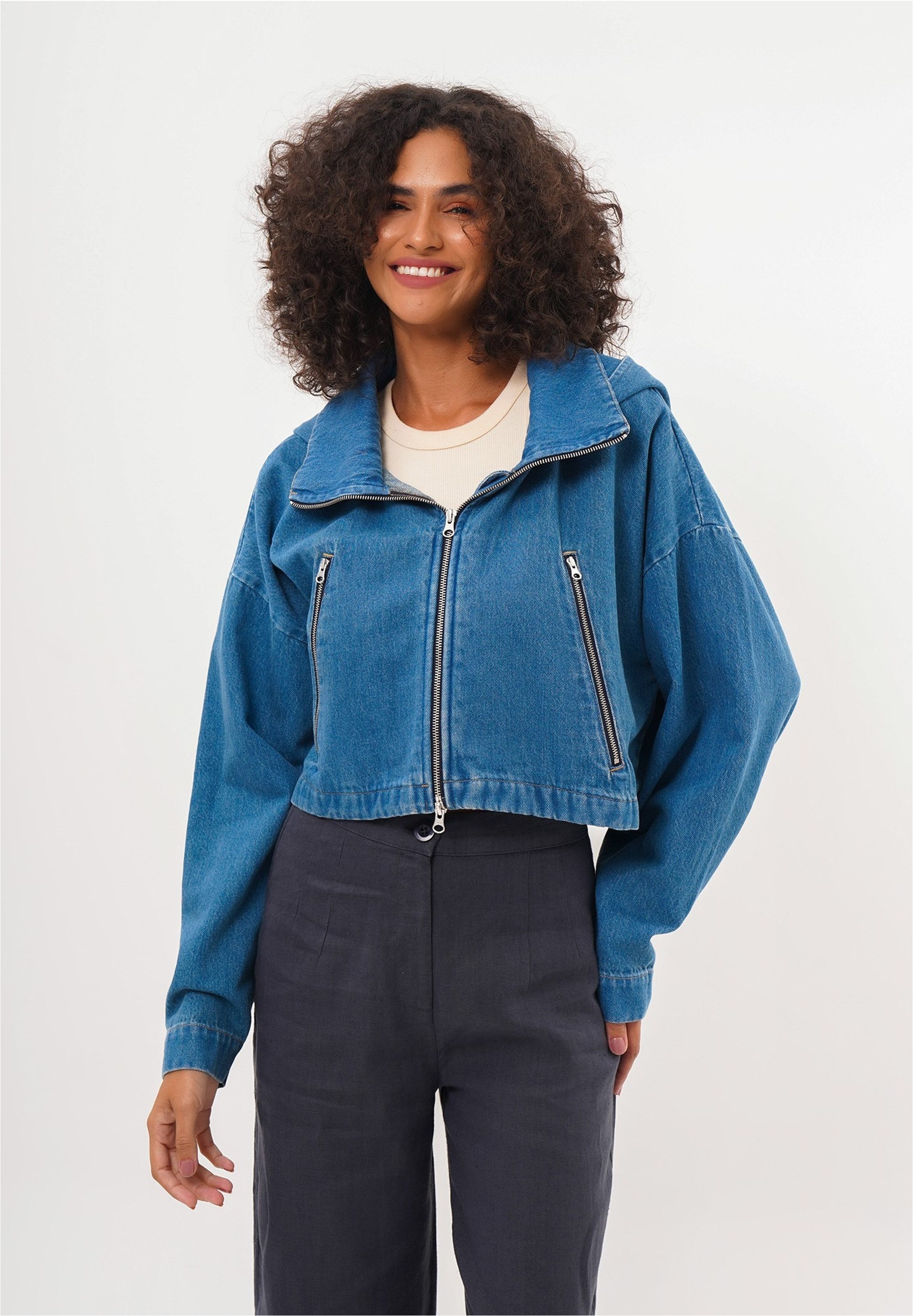 freshlions Jeansjacke "Juliana" 1 Stk. tlg. im kuscheligen Design mit Kapuz günstig online kaufen