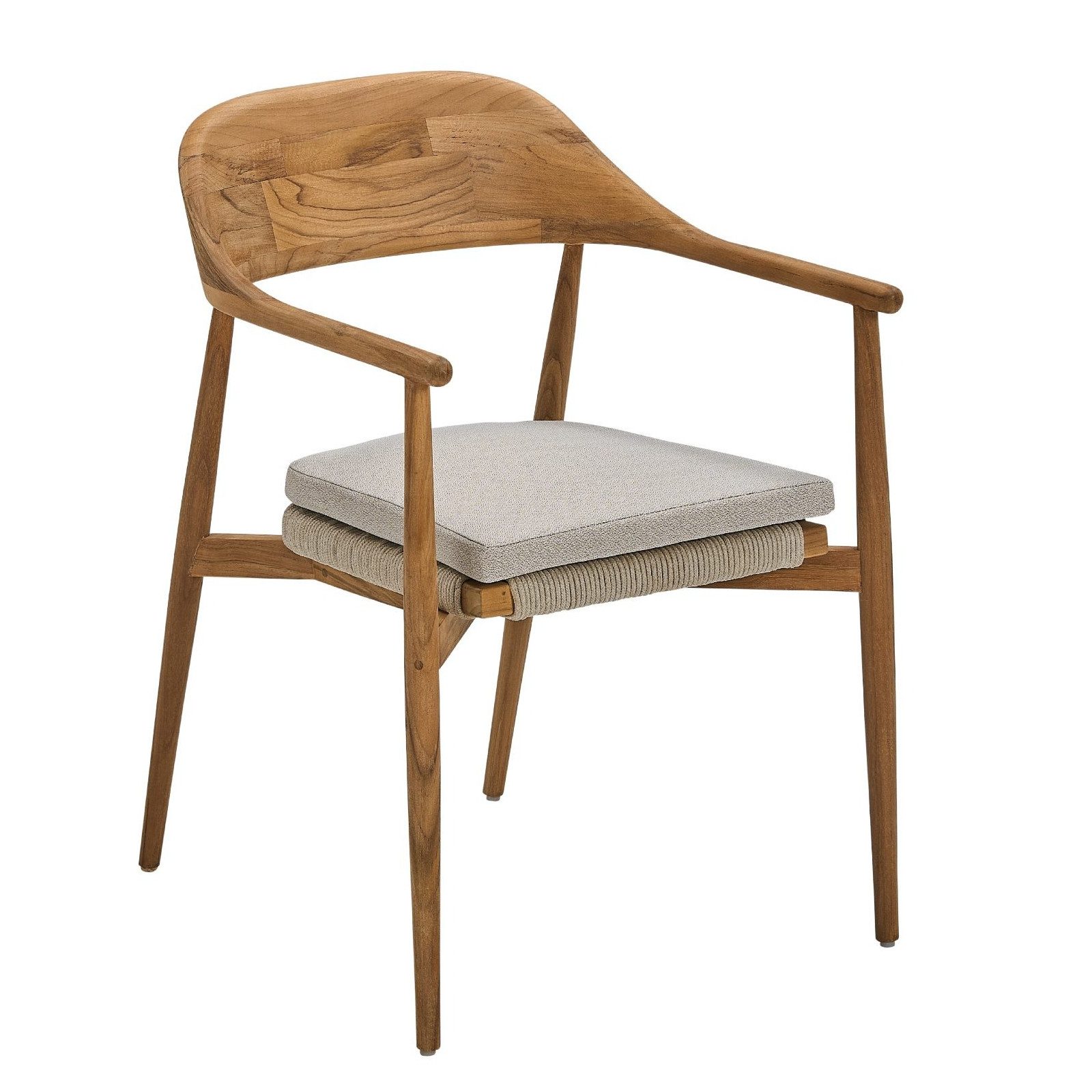 CASA DOMA Gartenstuhl Terni (Stapelstuhl), Gestell aus Teakholz, inkl. Sitzkissen, Sitzfläche Ropebänder