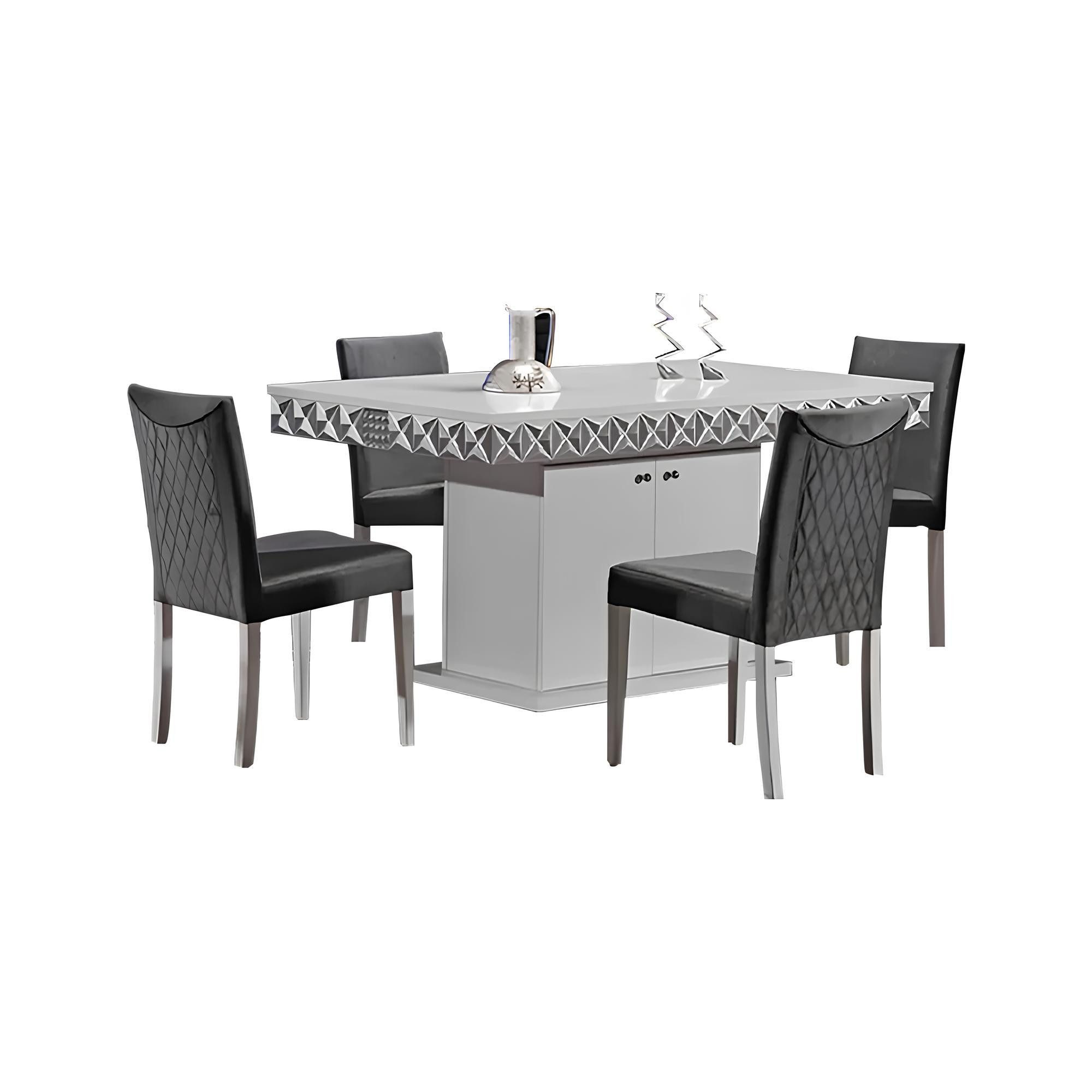Essgruppe Weißes Esszimmer-Set mit Esstisch und Stühlen aus Holz