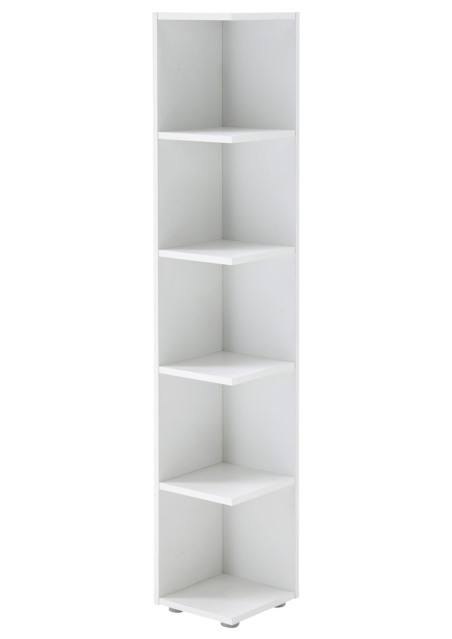 Eckregal CORNER LIGHT, H 142 cm, B 24 cm, 1-tlg., Weiß matt, 5 offene Fächer, zum Aufstellen und Hängen