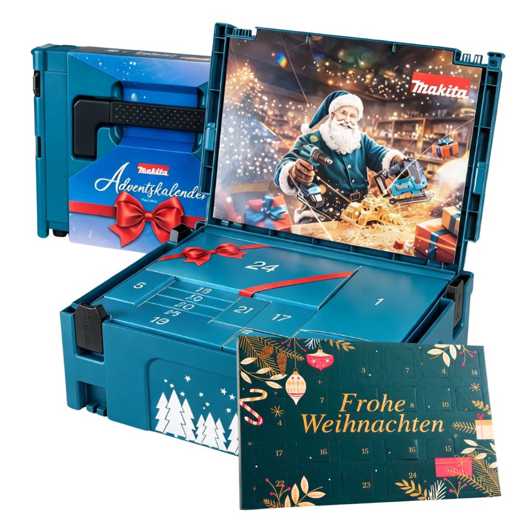 Makita Adventskalender 2026 Werkzeug 24tlg + Haze Tisch Adventskalender 2er set Herren Männer (Set, 48-tlg), 48 tlg - 24 Handwerkzeuge + 24 Schokolade Advent kalender - Mann