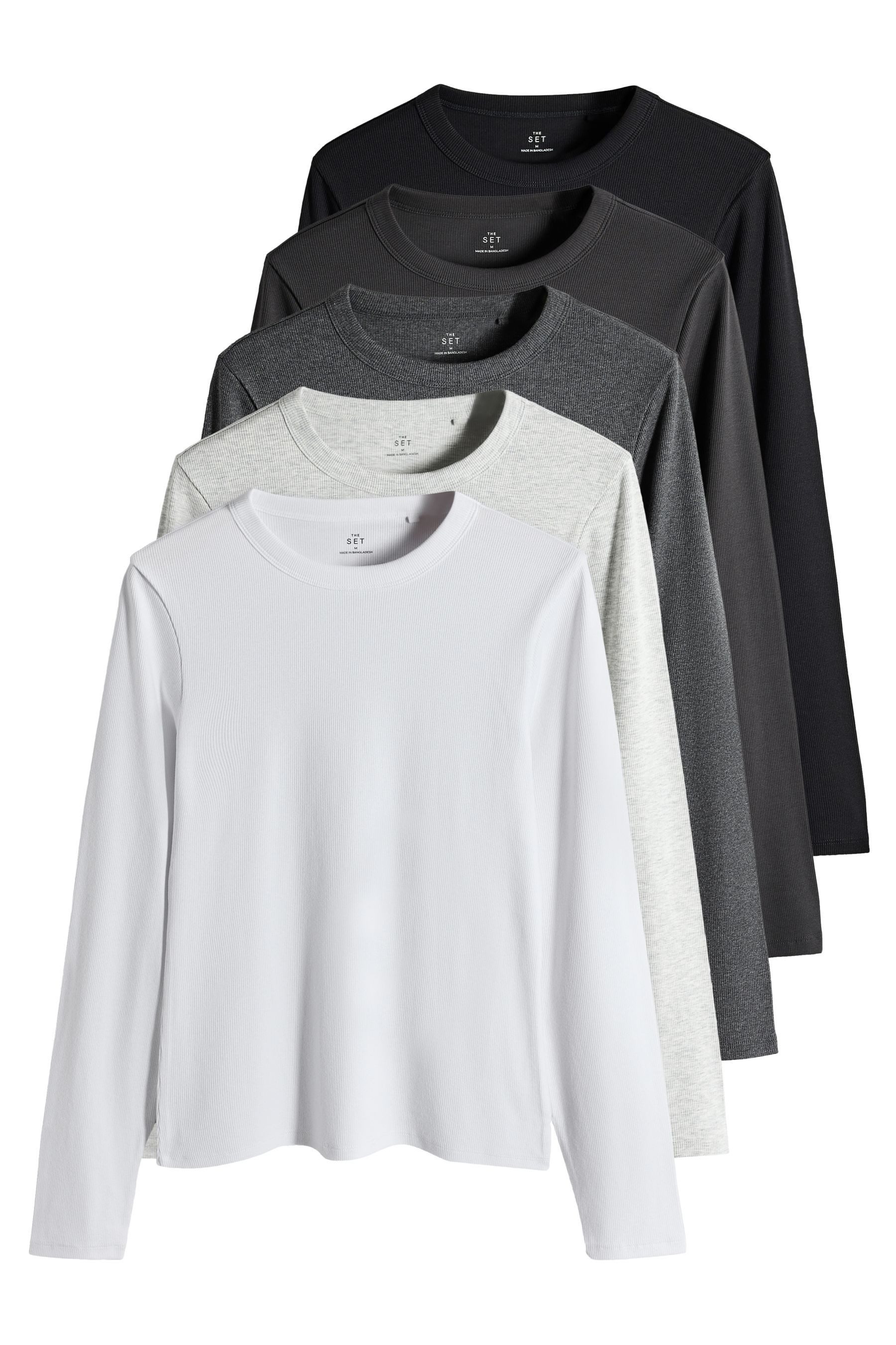 The Set Langarmshirt The Set Gerippte Langarmshirts, 5er-Pack (5-tlg)
