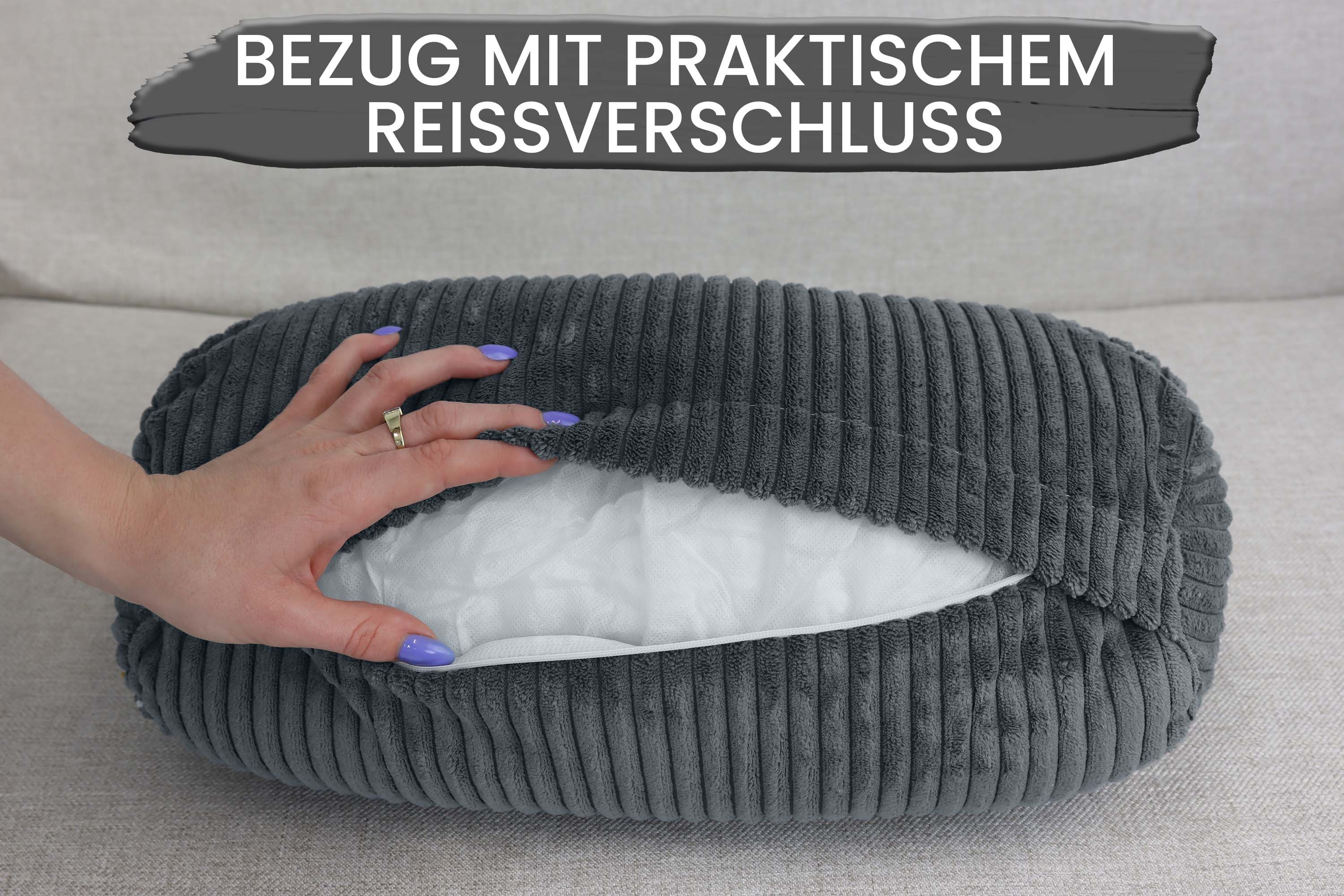 Amilian Nackenrolle 15x40 cm Nackenkissen Sofa - Bettrolle Cord-Optik - Kissenrolle weich, 1-tlg., inkl. Bezug, maschinenwaschbar, Reißverschluss, formstabil