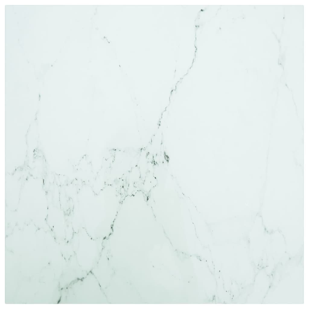 furnicato Tischplatte Weiß 70x70 cm 6 mm Hartglas in Marmoroptik (1 St)