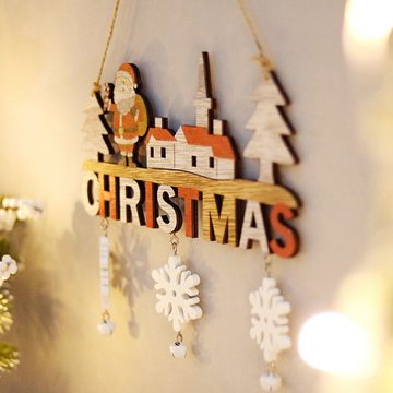 HALWEI Christbaumschmuck 3 hölzerne Anhänger, Weihnachtsdekoration aus Holz, hängende Ornamente (3-tlg)