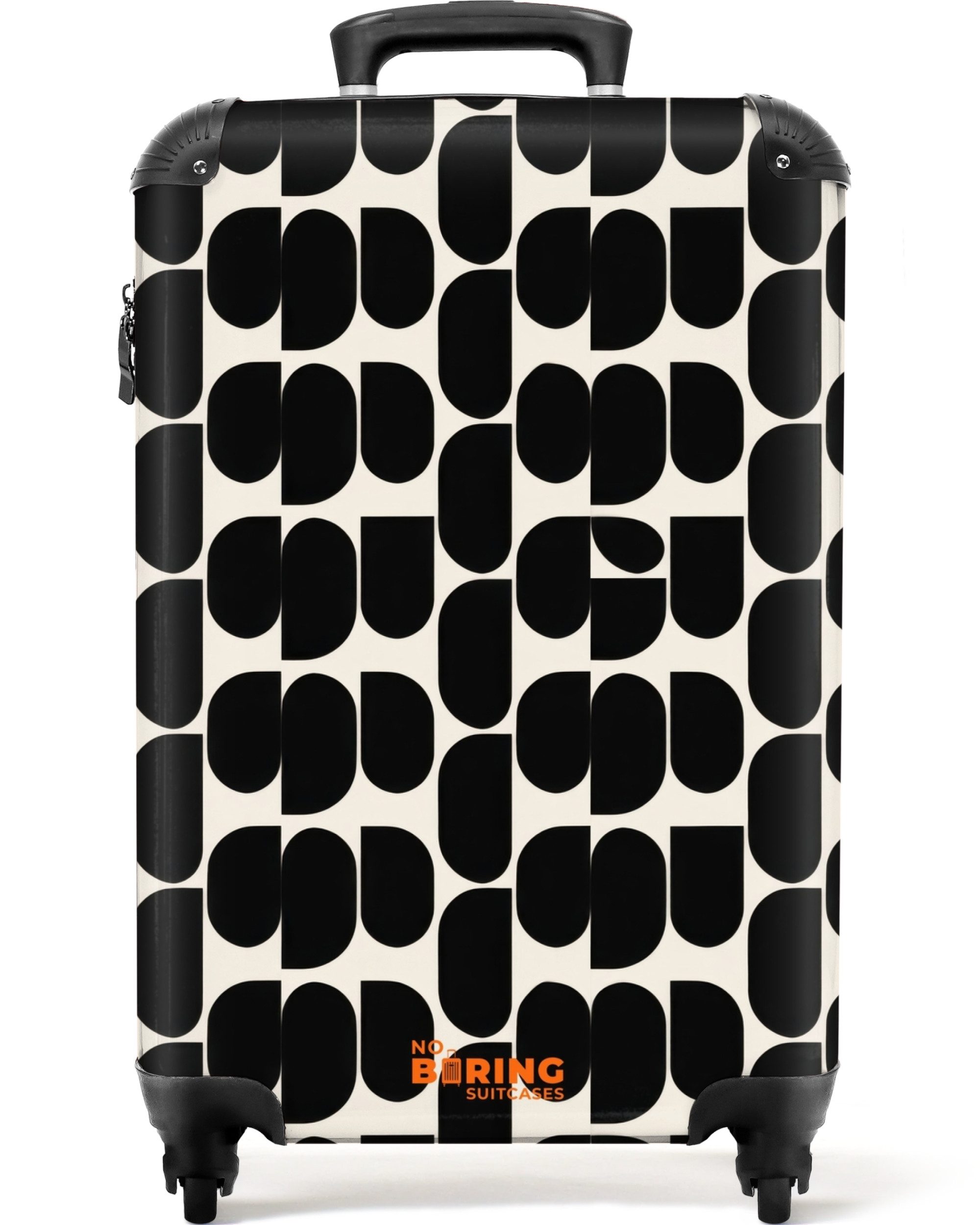 NoBoringSuitcases.com© Hartschalen-Trolley Modern - Gemustert - Schwarz 55x35x20cm, Kinder Koffer Klein, Trolley Handgepäck, Reisekoffer