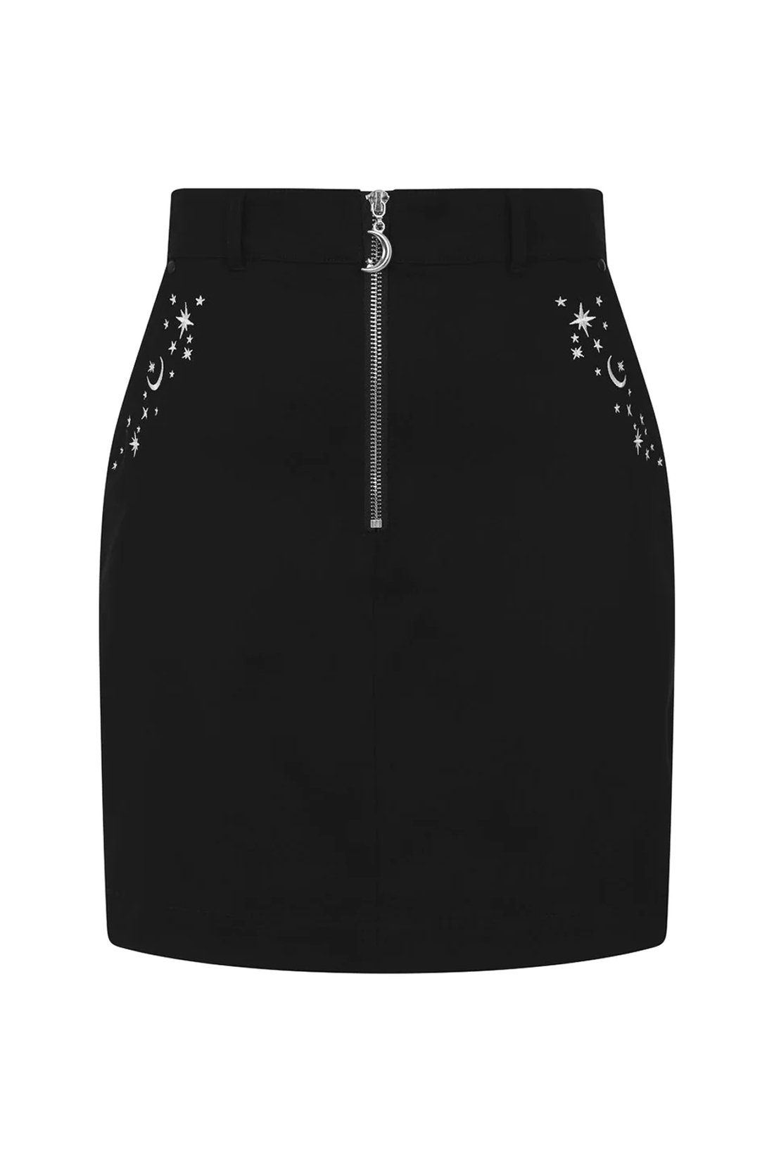 Hell Bunny Bleistiftrock Interstellar Skirt Bestickt Mond Sterne