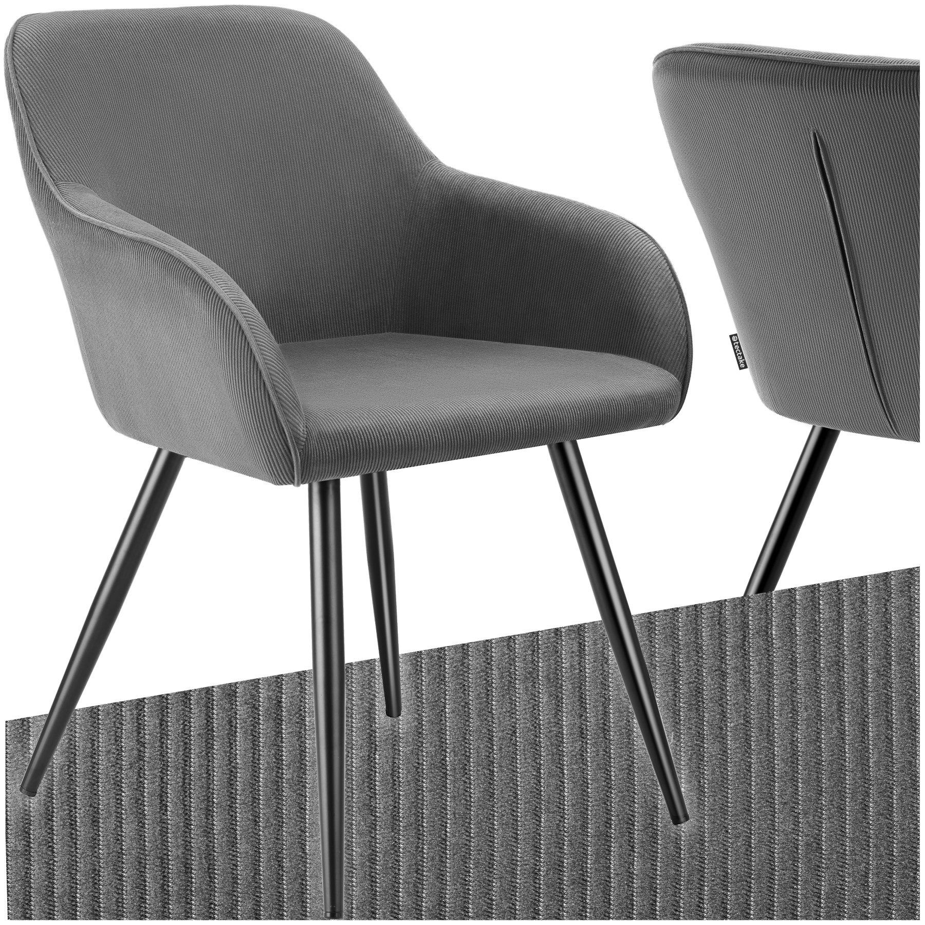 tectake Esszimmerstuhl Küchenstuhl Marilyn, Cordoptik, gepolstert (Set, 1 S günstig online kaufen