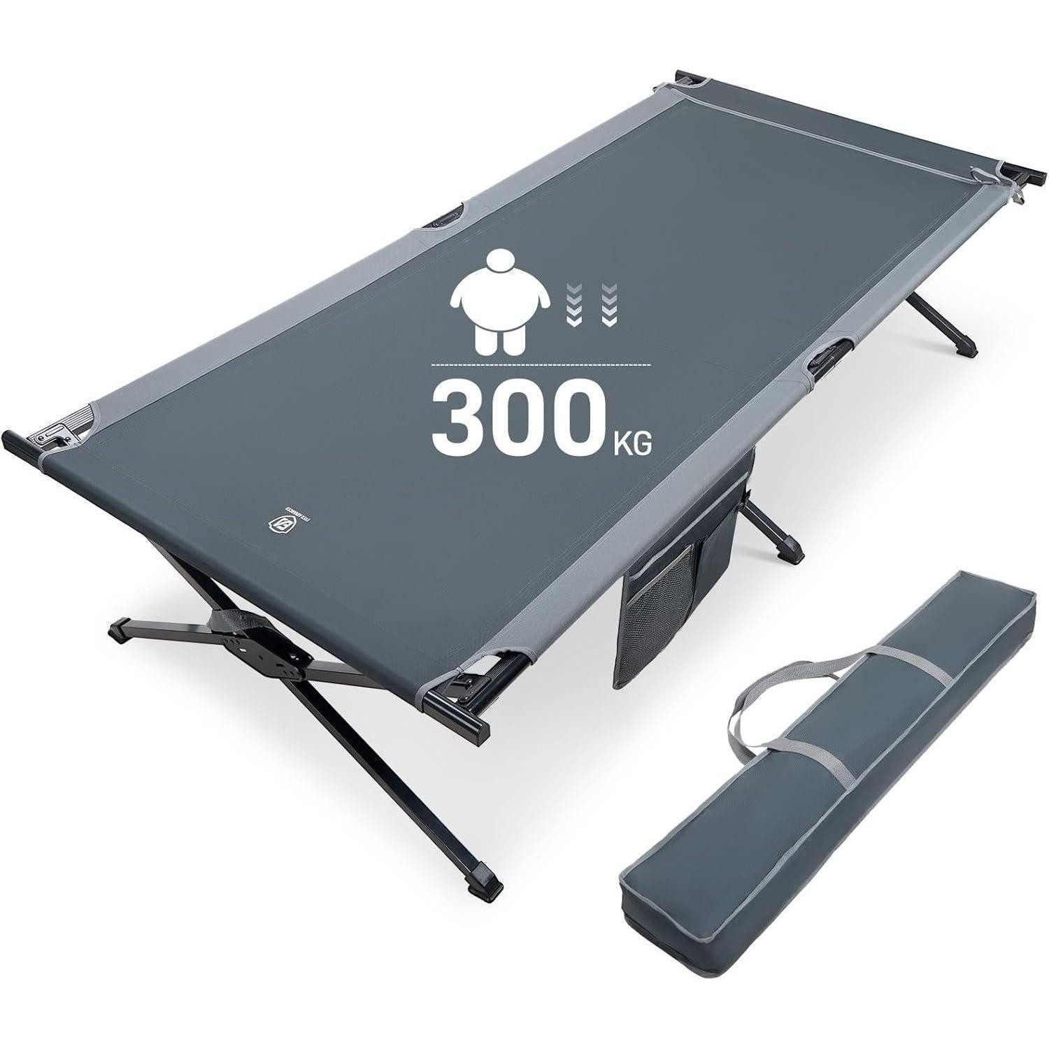LuxusKollektion Feldbett Feldbett Klappbett 214x106cm 300kg XXL Campingbett Grau