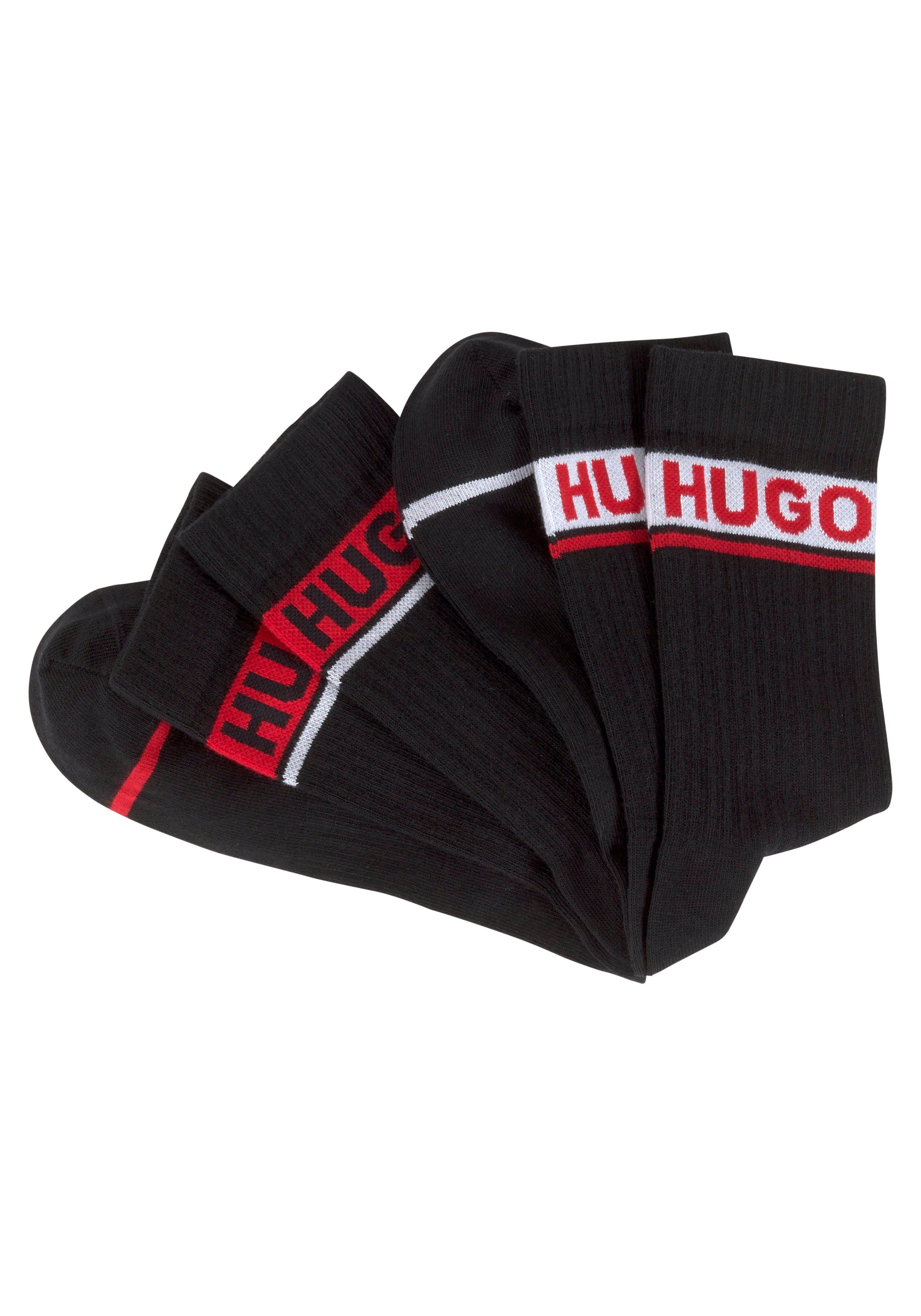 HUGO Socken (Packung, 2er Pack) mit kontrasfarbenem Logodetail schwarz