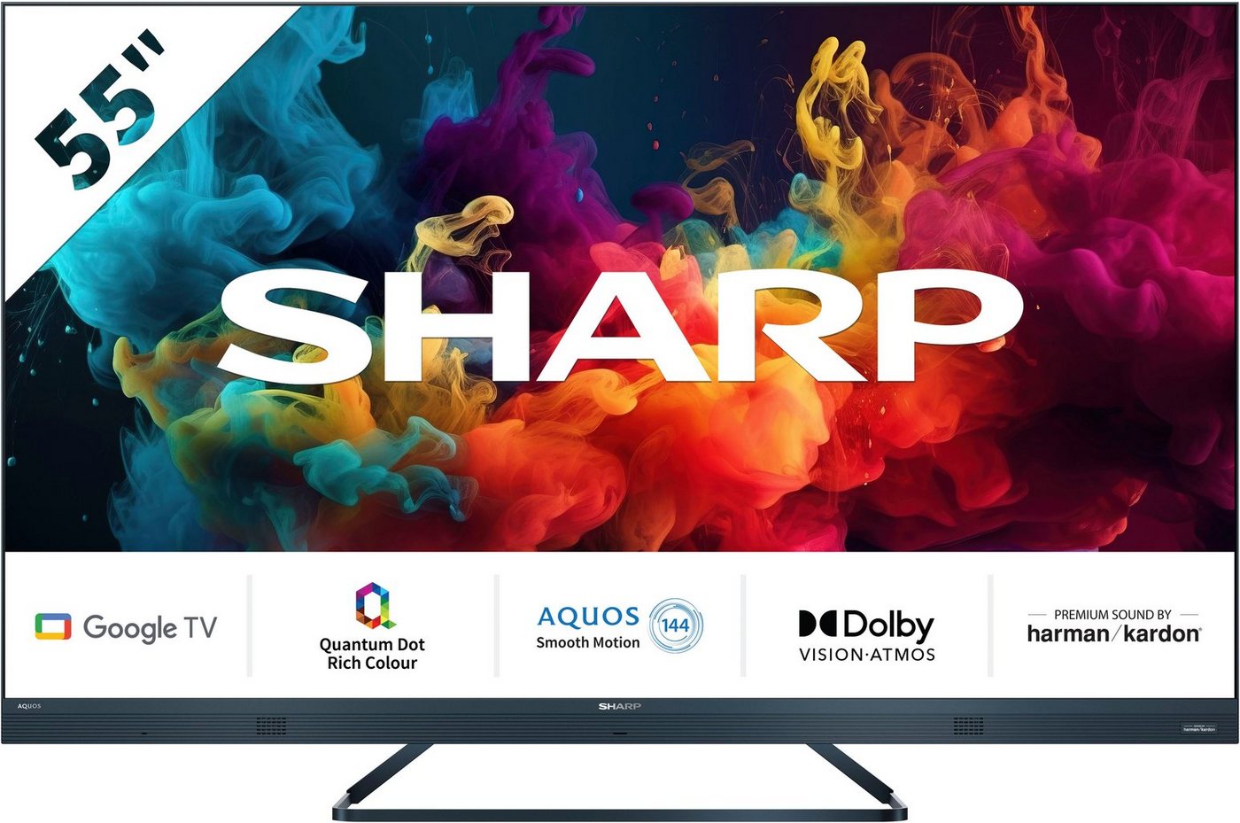 Sharp 4T-C55FQ_ LED-Fernseher (139 cm/55 Zoll, 4K Ultra HD, Google TV, Quantum Dot, QLED, Dolby Atmos, Dolby Vision, HDMI 2.1 mit eARC) schwarz ! RABATT: 25.03% Sharp 4T-C55FQ_ LED-Fernseher (139 cm/55 Zoll, 4K Ultra HD, Google TV, Quantum Dot, QLED, Dolby Atmos, Dolby Vision, HDMI 2.1 mit eARC) schwarz ! RABATT: 25.03%