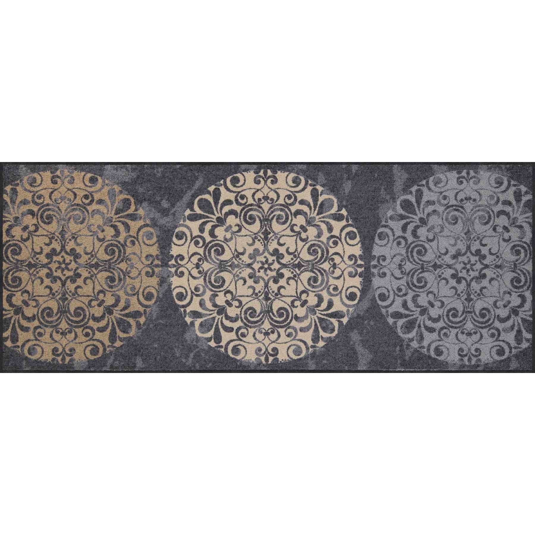 Salonloewe Läufer Teppichläufer 75x190 Fliesenkreise anthrazit, Läufer groß, Höhe: 750 mm
