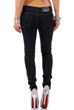 Cipo & Baxx Slim-fit-Jeans Cipo & Baxx Damen Jeans WD255A Regular Fit Jeans-Hose im Casual Style mit dicken Nähten