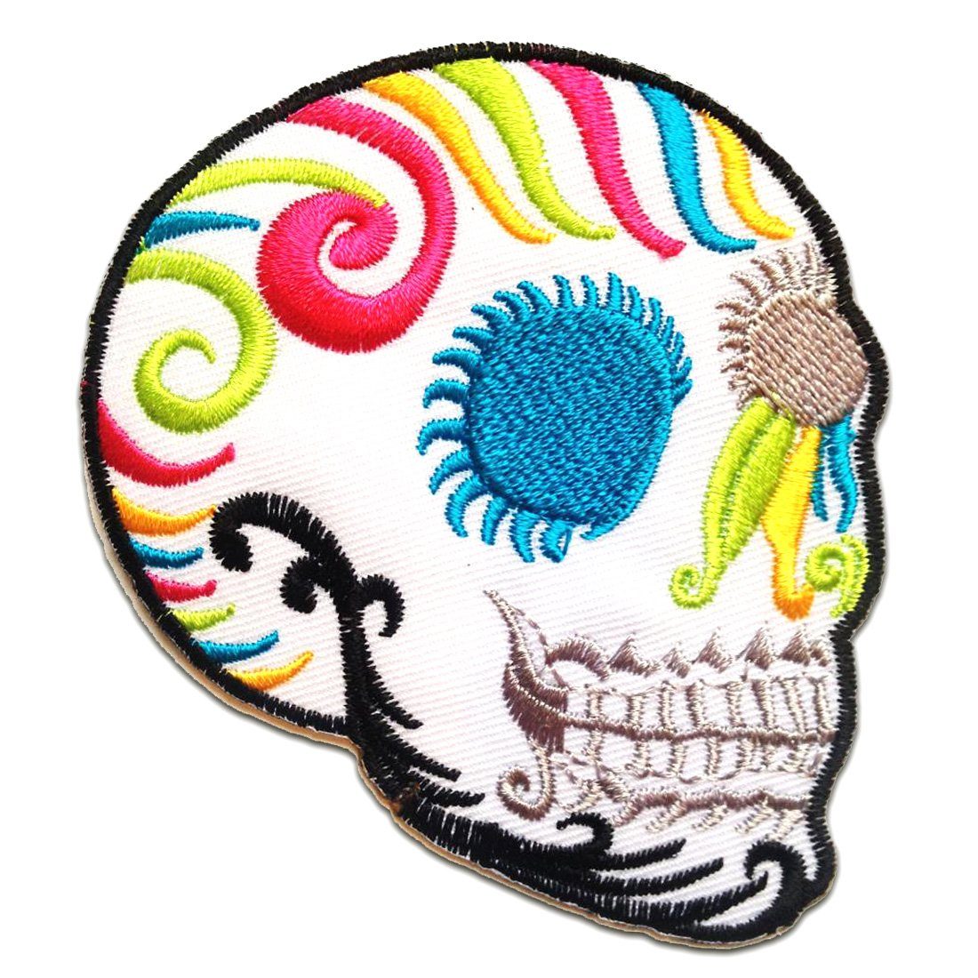 Catch the Patch Aufnäher Bügelbild, Aufbügler, Applikationen, Patches, Flicken, zum aufbügeln, Polyester, Totenkopf modern Skelett - Größe: 8.2 x 10 cm