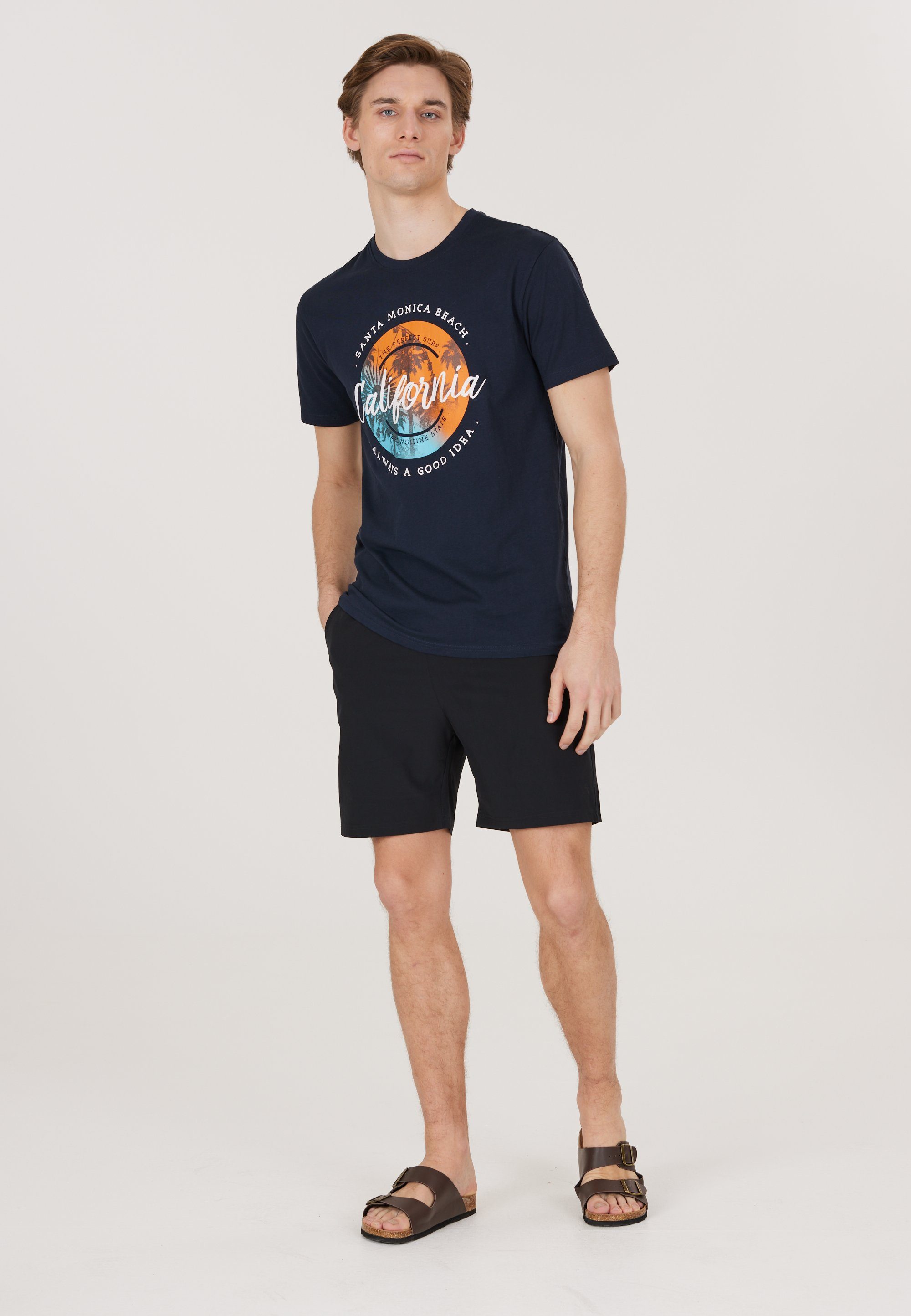 CRUZ T-Shirt coolem Print mit Edmund dunkelblau