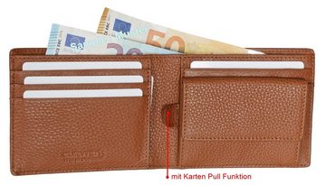 Brown Bear Geldbörse Cultwerk Modell II für Herren aus Echtleder mit 6 Kartenfächern, mit Card Pull Funktion und RFID-Schutz Farbe Braun Cognac