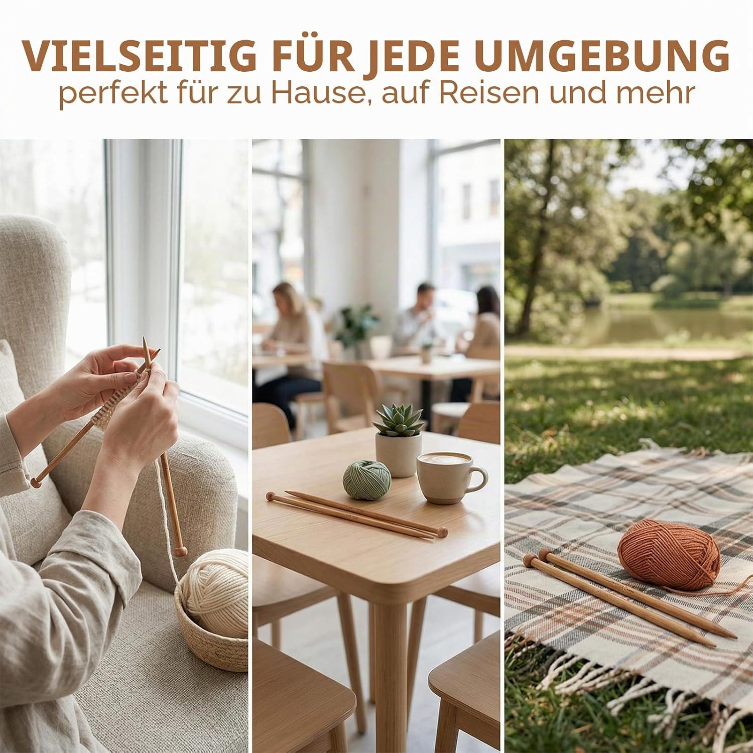 FOUORTUNATE-BEE Stricknadeln 25 cm Holzstricknadeln Set, verschiedene Größen für Schal & Mütze, 10 St., Holzstricknadeln 25 cm im Set für Anfänger und Profis – Bild 5 von 5