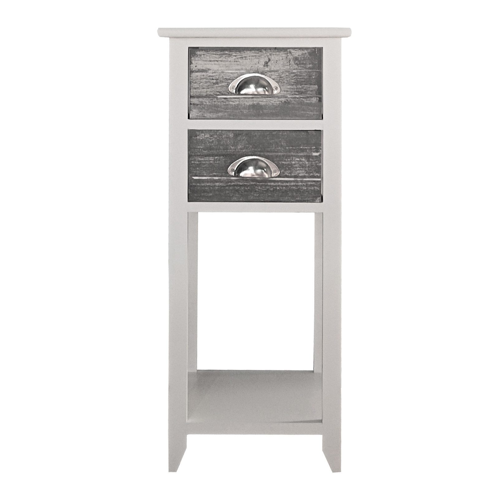 HTI-Living Beistelltisch Beistelltisch 2 Schubladen Mia Landhaus Weiß Grau (Stück, 1-St., 1 Beistelltisch), Blumenhocker Telefontisch