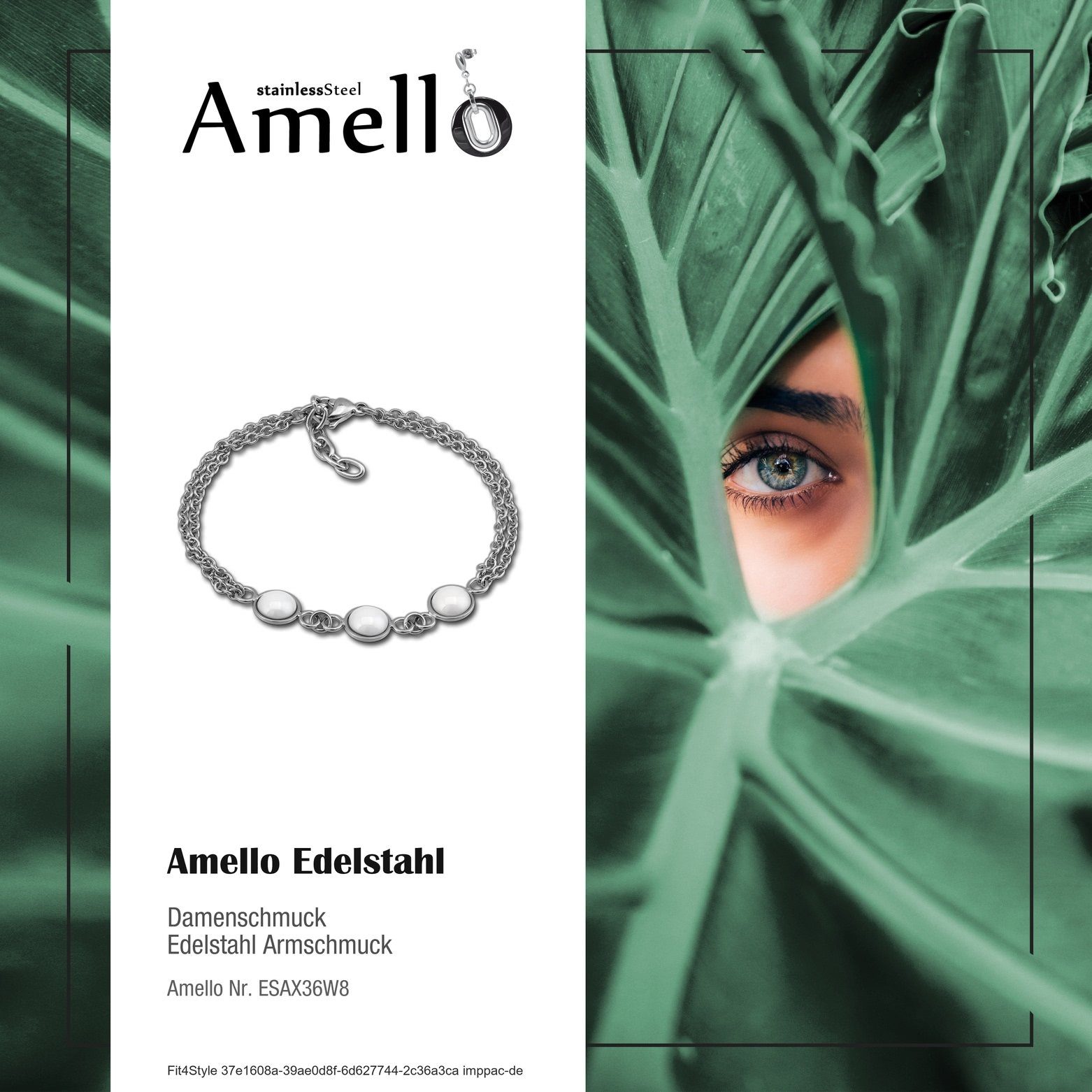 Halbkugel Steel) silber weiß Damen (Stainless für Edelstahl Amello Armbänder Armband Amello (Armband), Edelstahlarmband