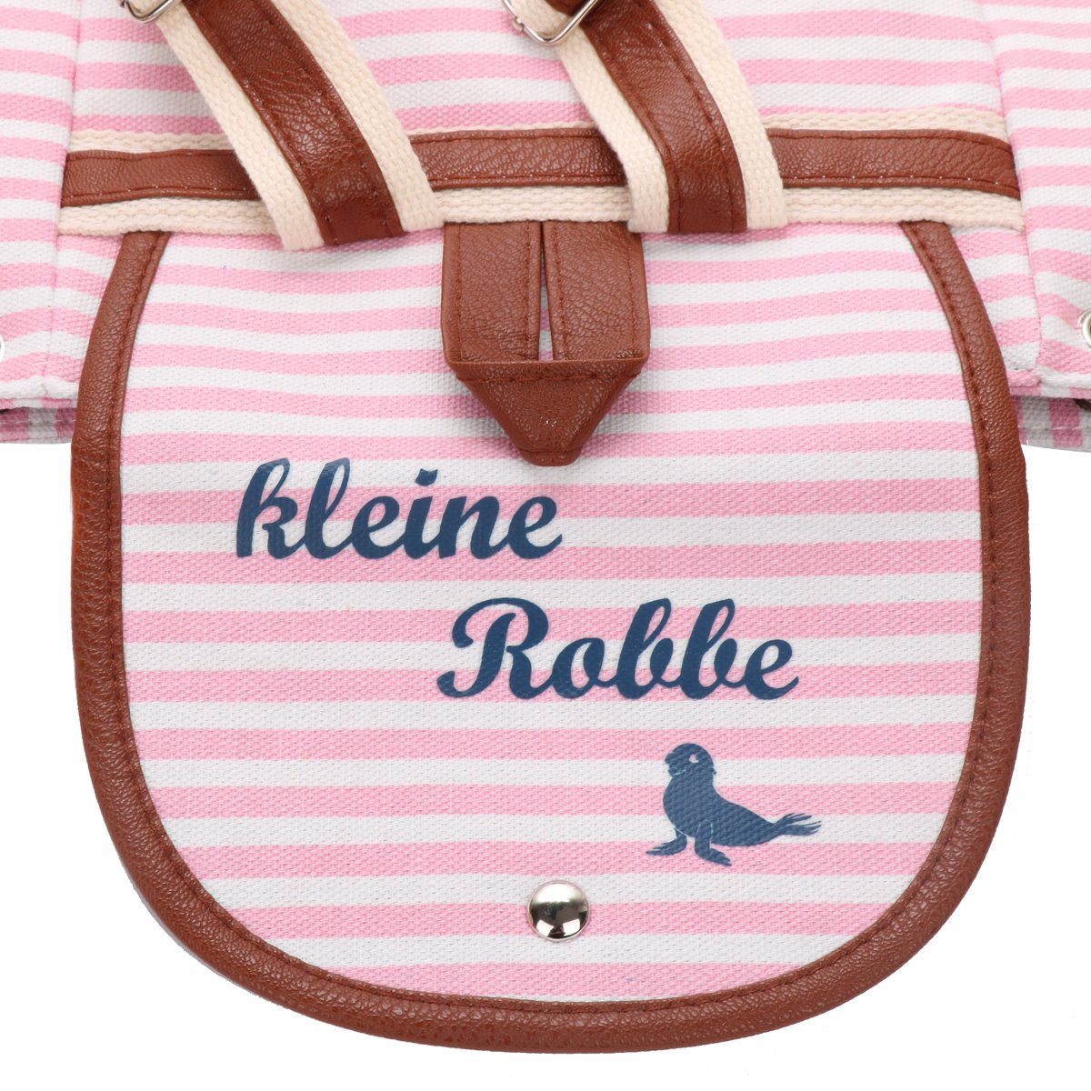 Umhängetasche Daypack rosa-marine Originelli Sonia "kleine Rucksack Maritim Robbe" XS Streifen