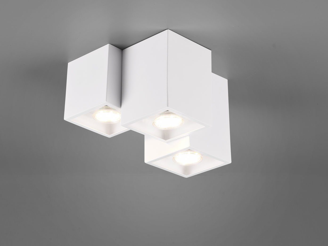 Lichtspot-s LED Aufbauspot-s Breite minimalistisch dreiflammig Deckenstrahler, Weiß, Warmweiß, 23cm meineWunschleuchte wechselbar, LED