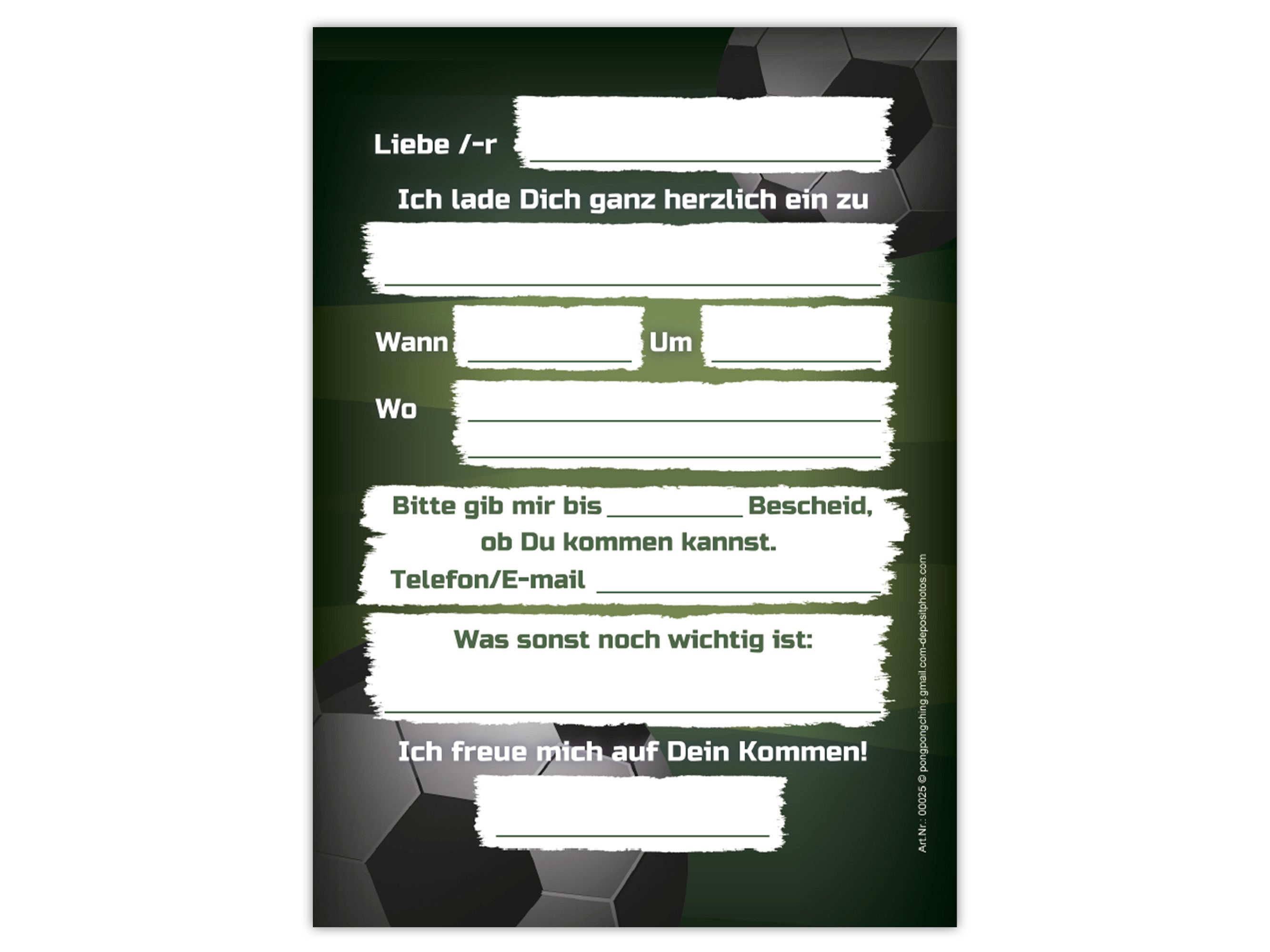 LIMONIA Einladungskarten Fußball zum Kindergeburtstag Einladungen mit Umschlägen Karte Fussball, Karten mit Umschlägen zum Geburtstag soccer Kicken