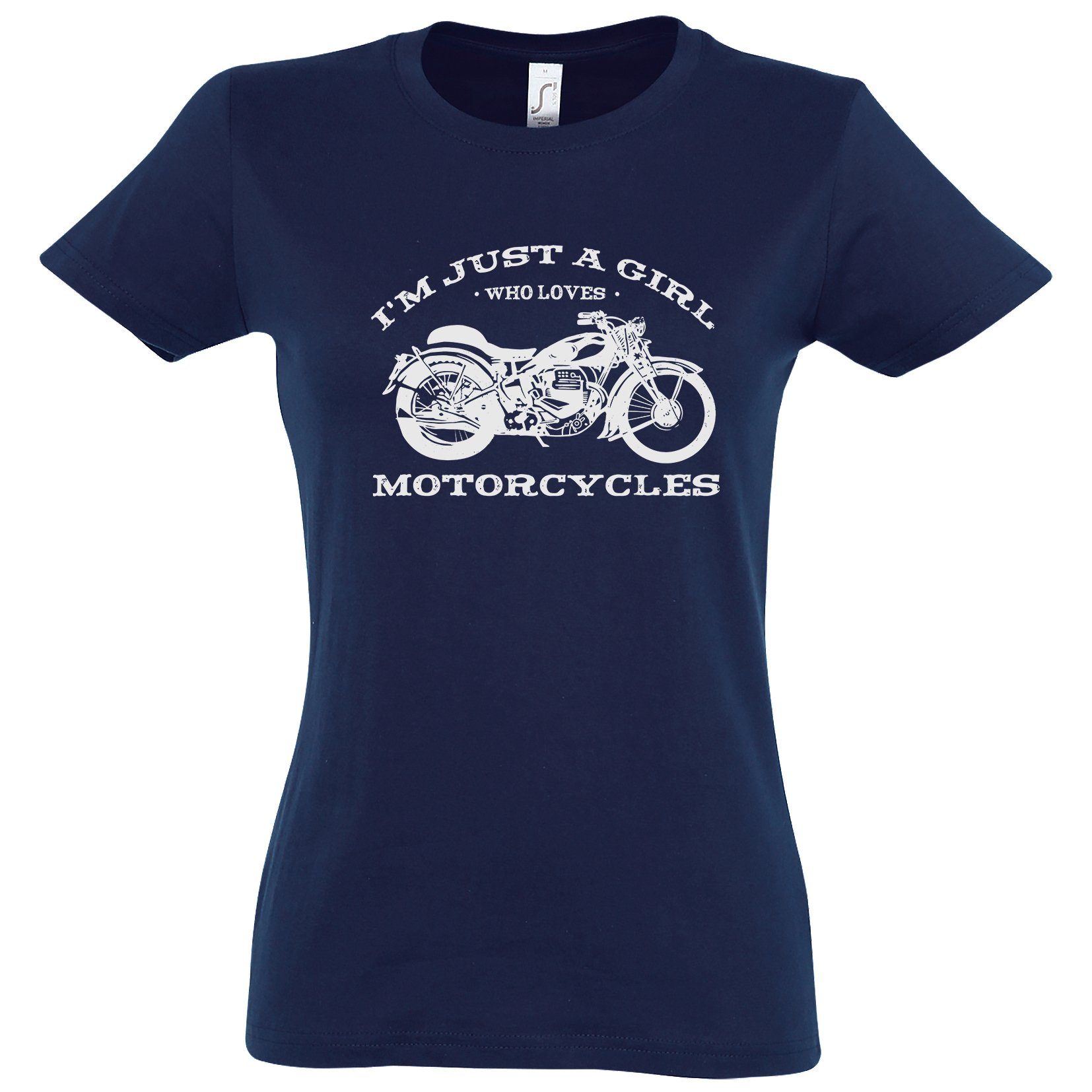 Youth Designz T-Shirt "I Am Just A Girl Who Loves Motorcycles" Damen Shirt mit trendigem Spruch Print
