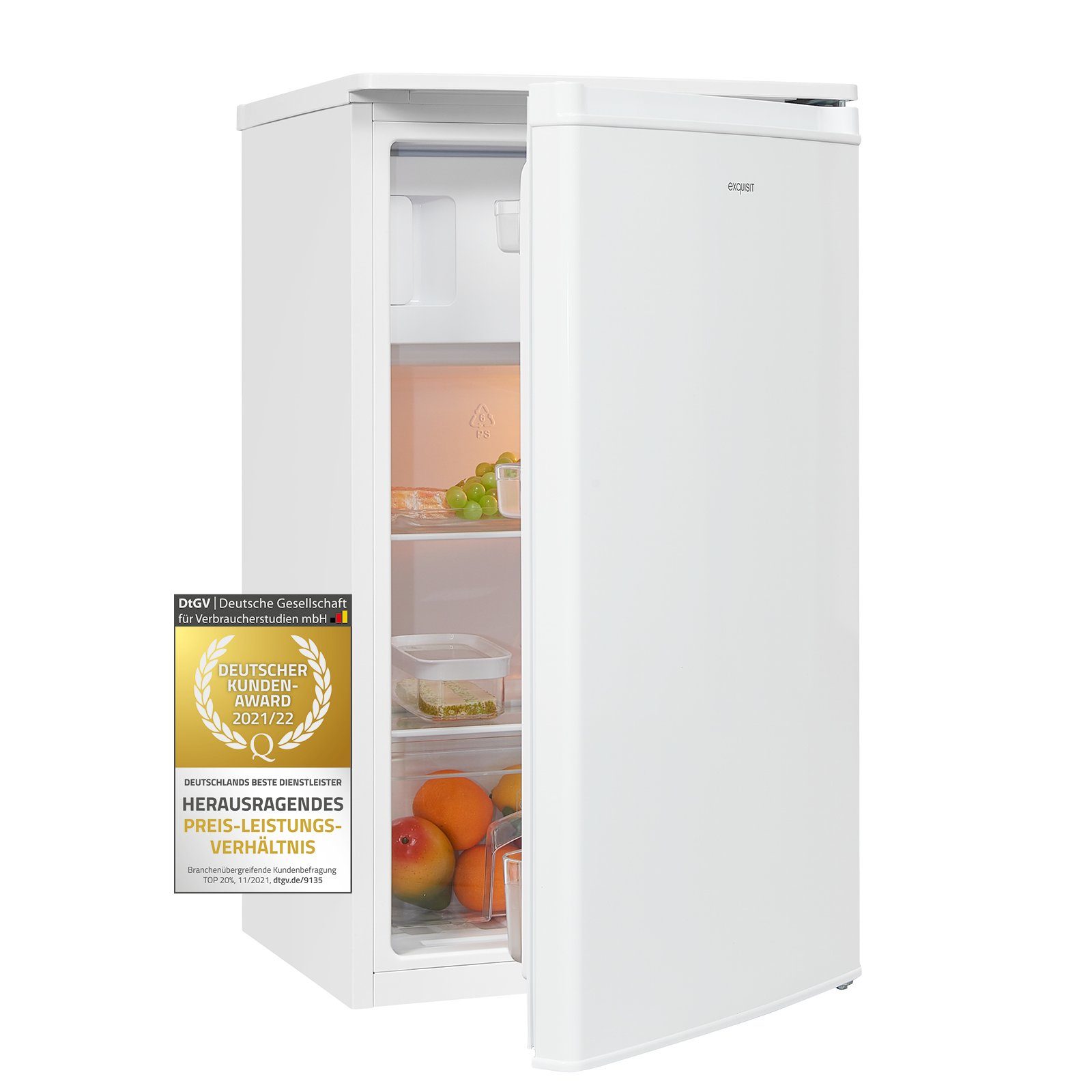 exquisit Kühlschrank KS117-3-040E weiss, 85 cm hoch, 48 cm breit,  platzsparend und effizient, ideal für den kleinen Haushalt
