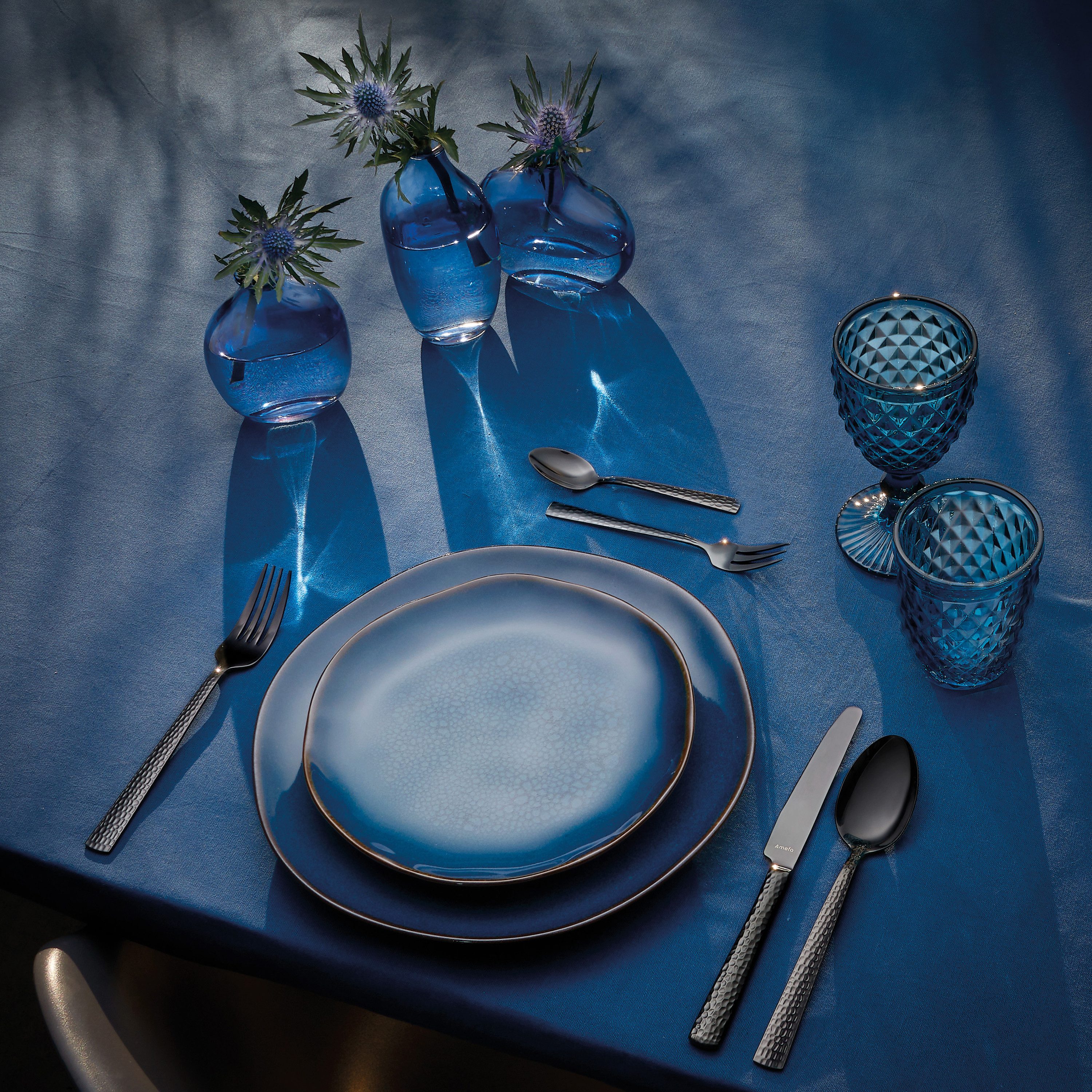 Amefa Kuchengabel FELICITY (6 Stück), PVD schwarz, gehämmert