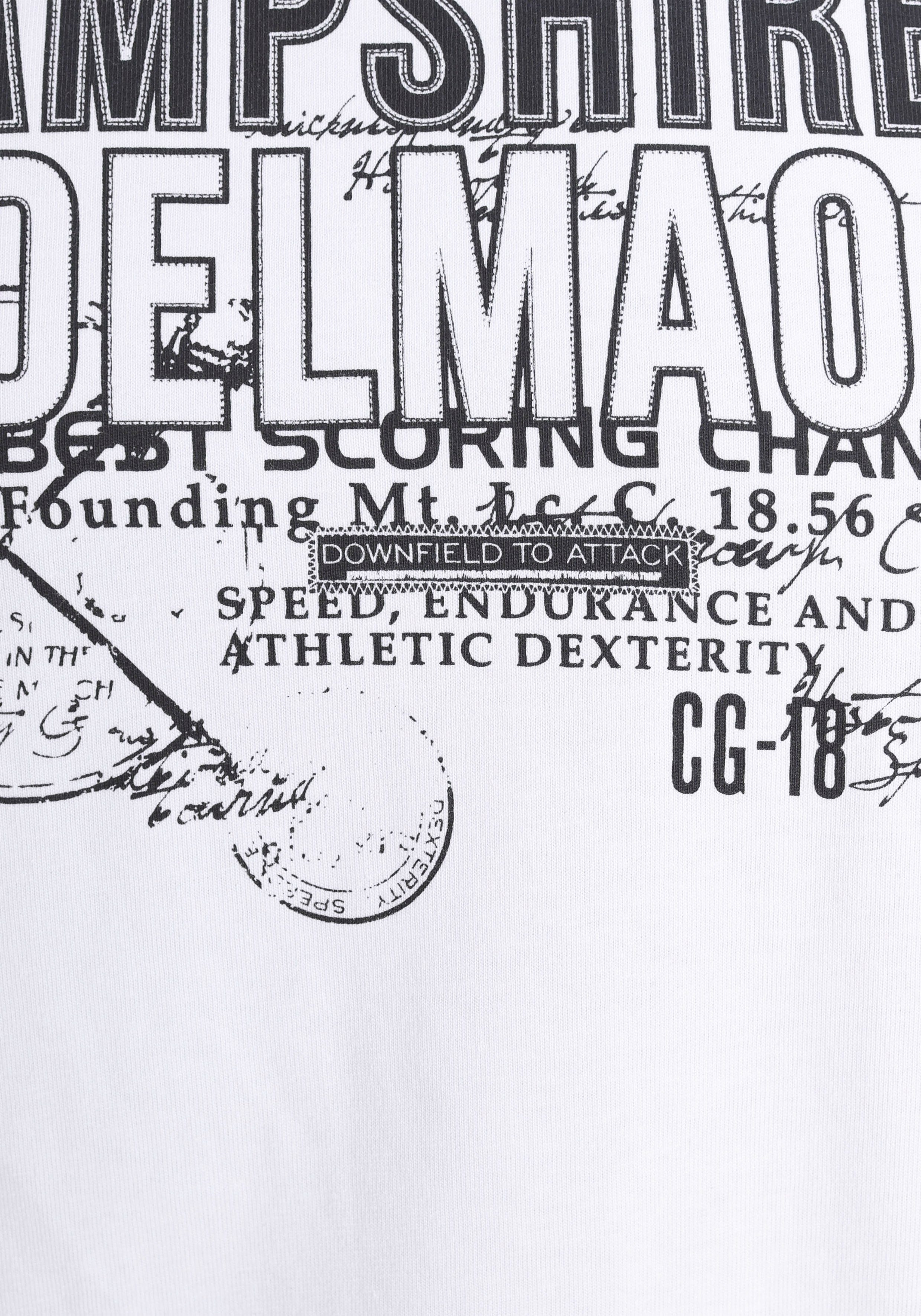 DELMAO T-Shirt mit Brustprint und MARKE! kontrastfarbigen Nähten-NEUE